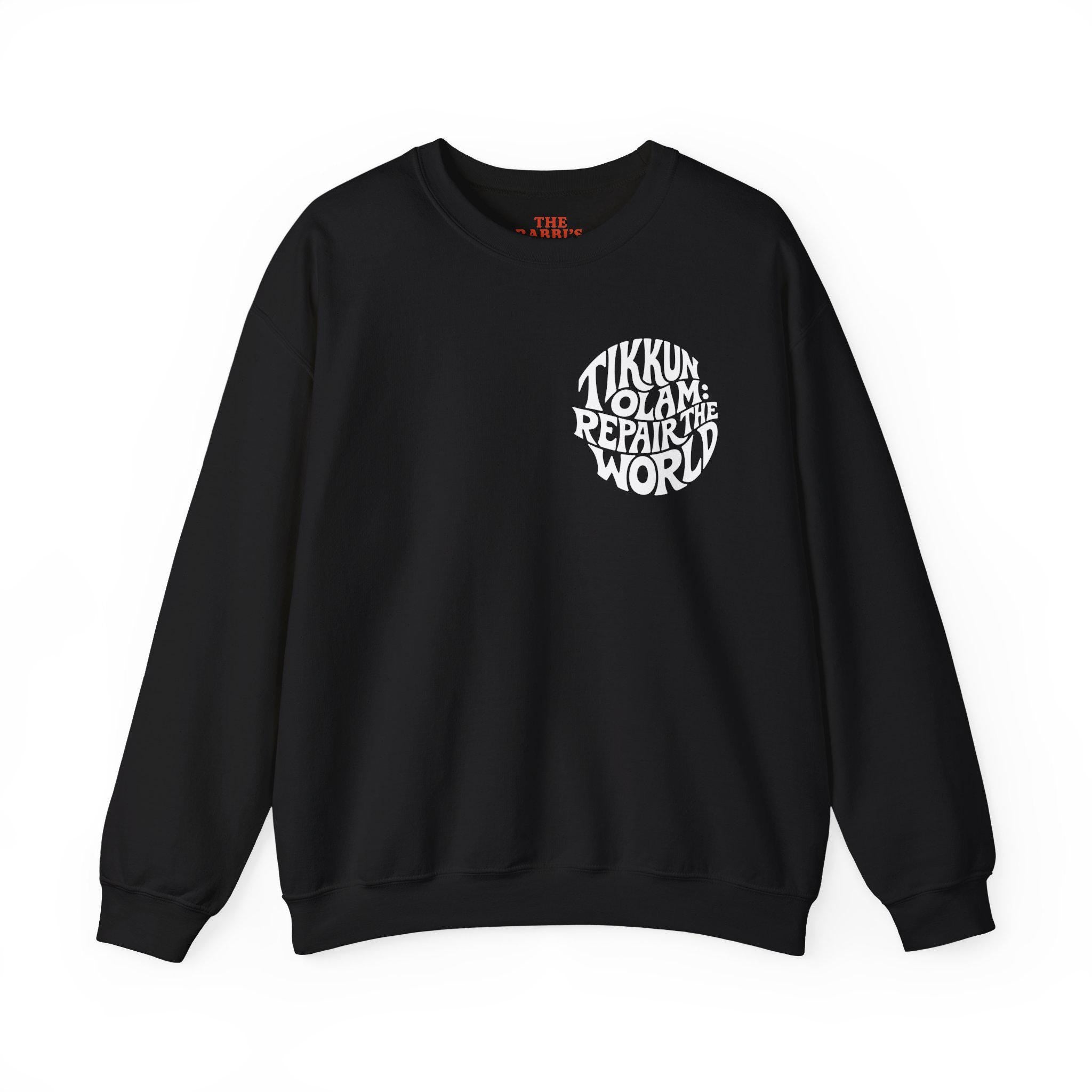 Tikkun Olam Sweatshirt Hebrew Crewneck, Jewish Social Justice Pullover Gift