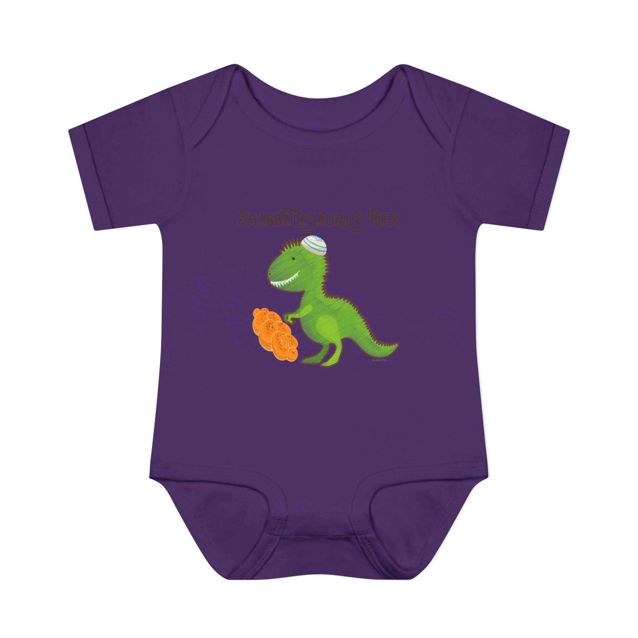 Shabbatasaurus Rex Infant Bodysuit | Dinosaur Shabbat Illustration