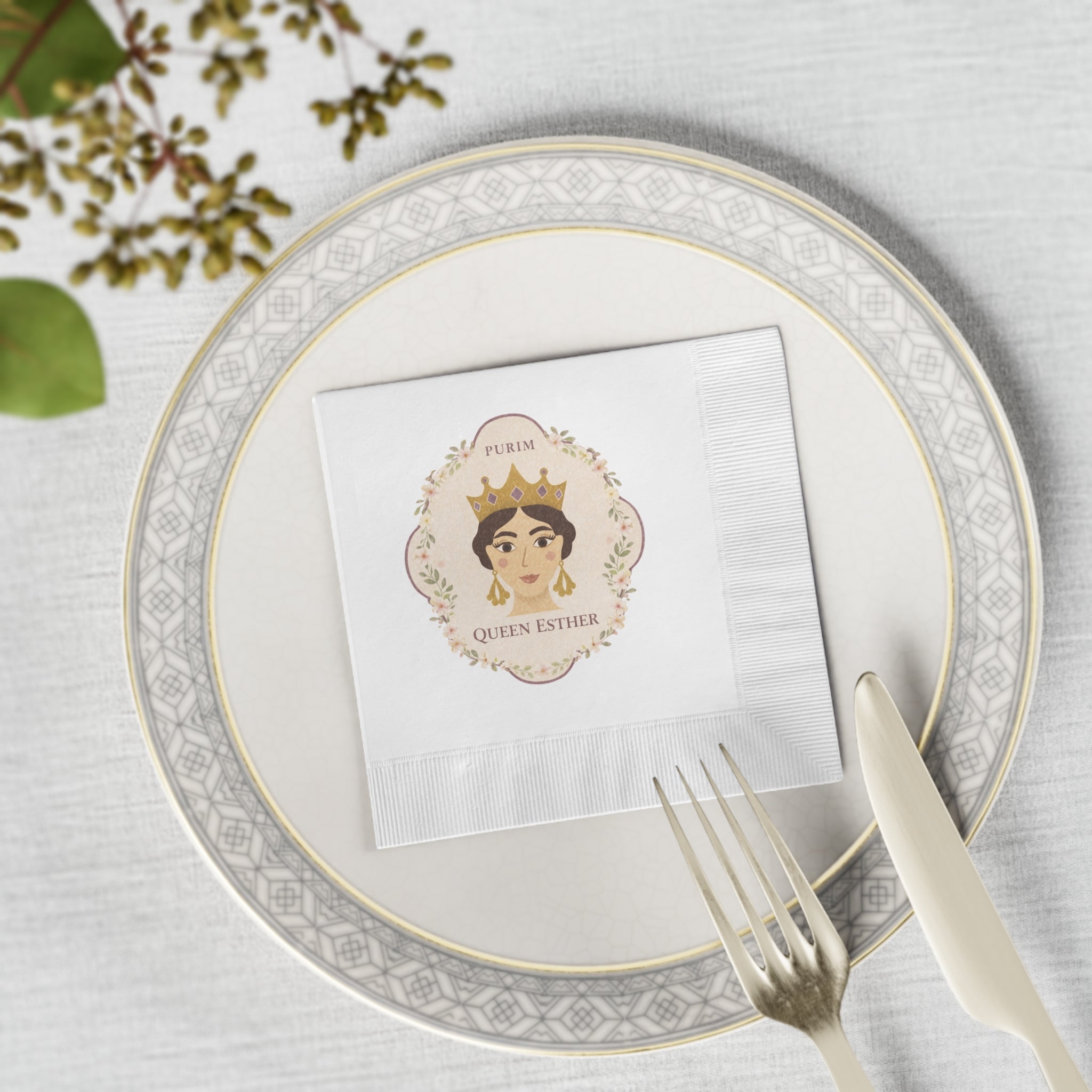 Queen Esther Purim Napkins, Vintage Esther Illustration Party Napkins, Jewish Holiday Table Decor Purim Party Supplies