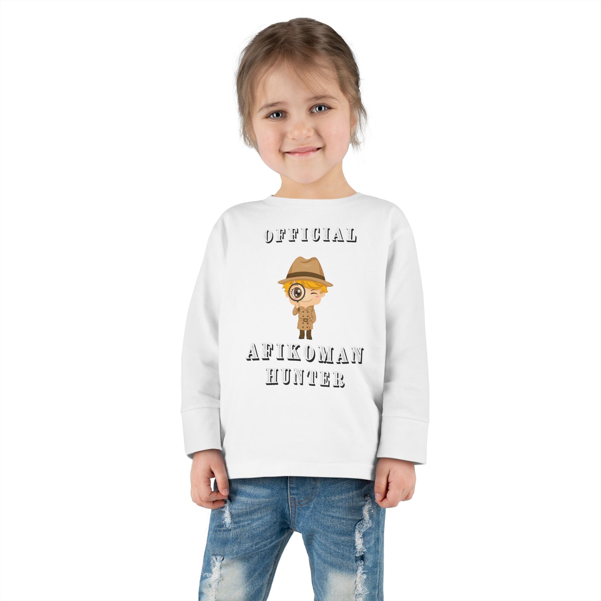 Afikomen Hunter Toddler Long Sleeve Tee, Passover Kids Shirt, Pesach Toddler Outfit, Jewish Holiday Gift girl