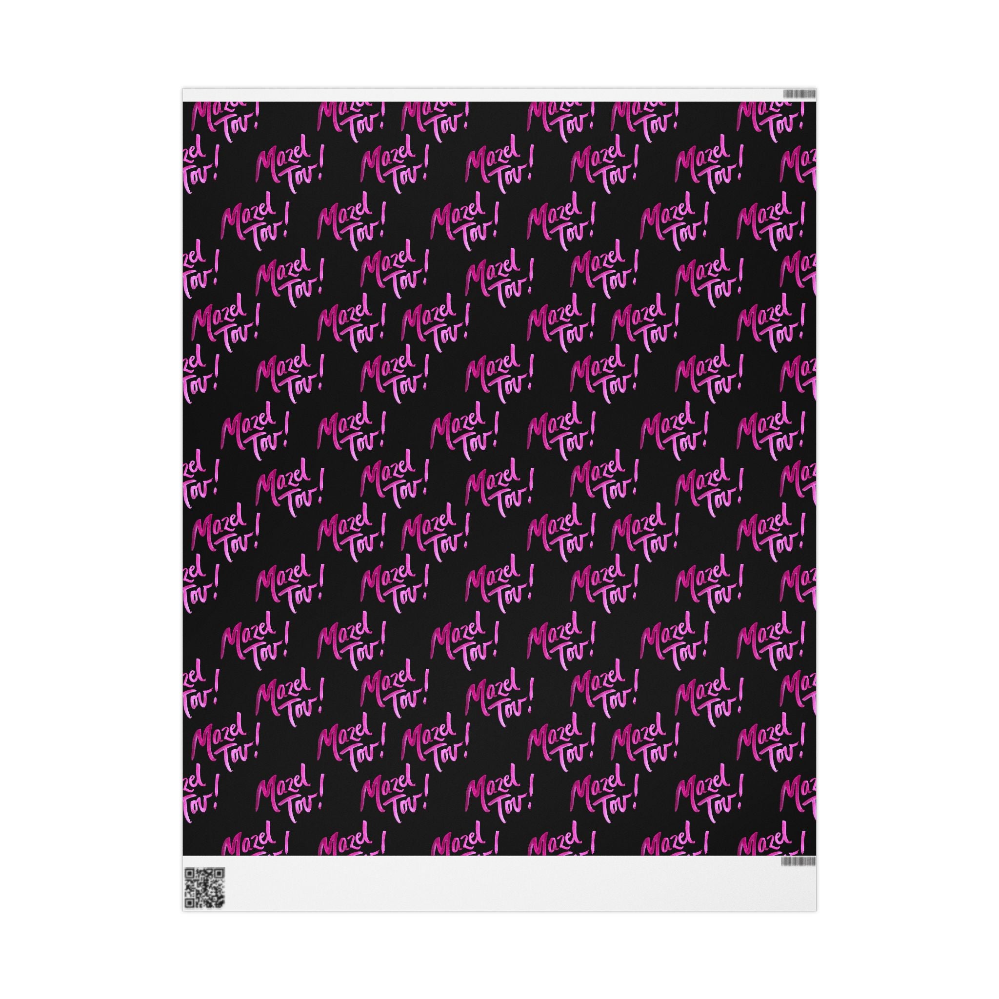 Black and Pink Mazel Tov Wrapping Paper Roll, Jewish Gift Wrap for Bat Mitzvah Baby Girl Naming Wedding, Modern Simcha Present Wrap