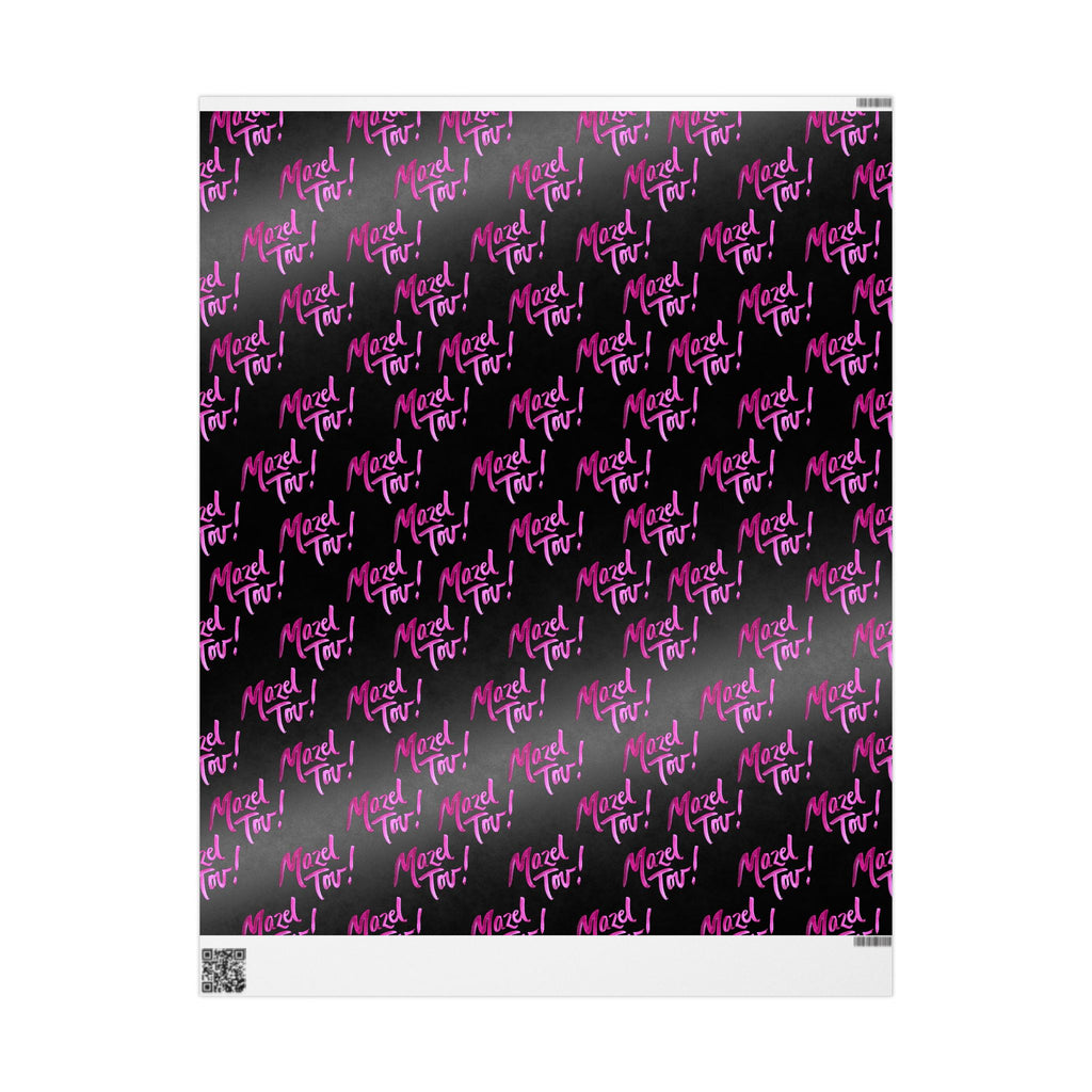 Black and Pink Mazel Tov Wrapping Paper Roll, Jewish Gift Wrap for Bat Mitzvah Baby Girl Naming Wedding, Modern Simcha Present Wrap