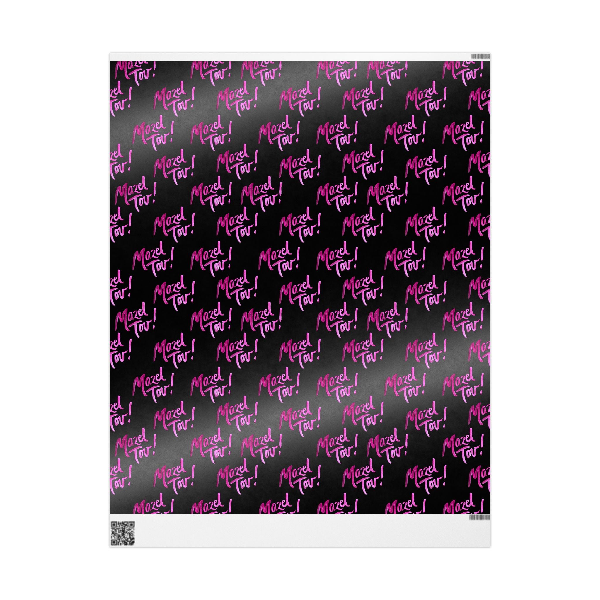 Black and Pink Mazel Tov Wrapping Paper Roll, Jewish Gift Wrap for Bat Mitzvah Baby Girl Naming Wedding, Modern Simcha Present Wrap