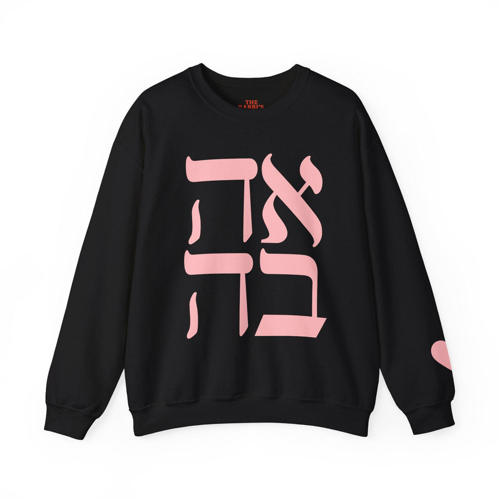 Embroidered Ahava Sweatshirt | Hebrew Love Crewneck, Jewish Gift