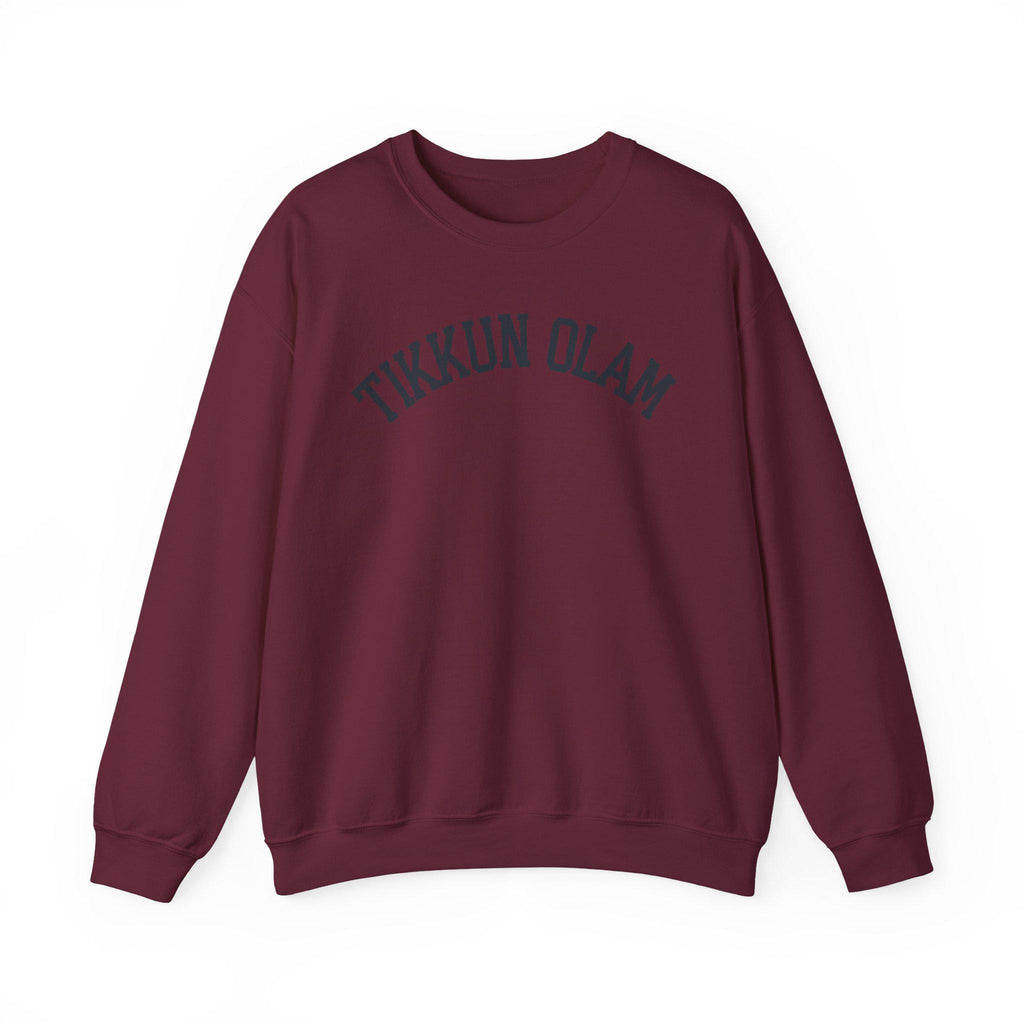Tikkun Olam Sweatshirt Hebrew Crewneck, Jewish Social Justice Embroidered Pullover Gift