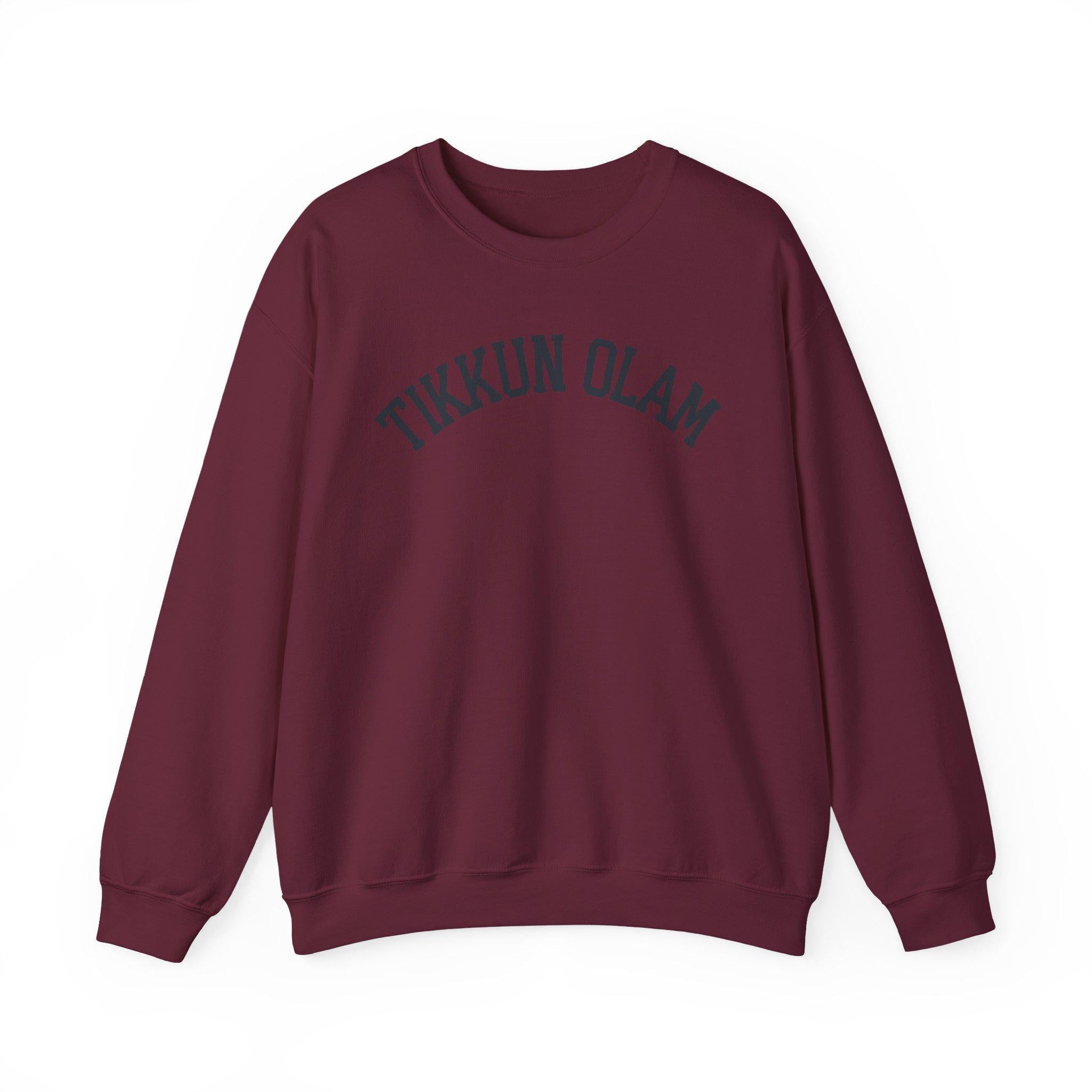 Tikkun Olam Sweatshirt Hebrew Crewneck, Jewish Social Justice Embroidered Pullover Gift