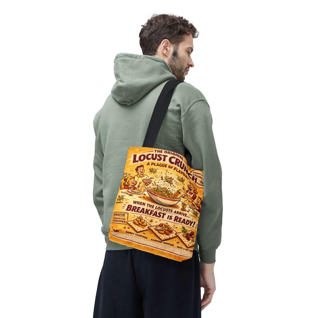 Passover Locust Crunch Vintage Ad Tote Bag, Retro Pesach Matzah Market Bag