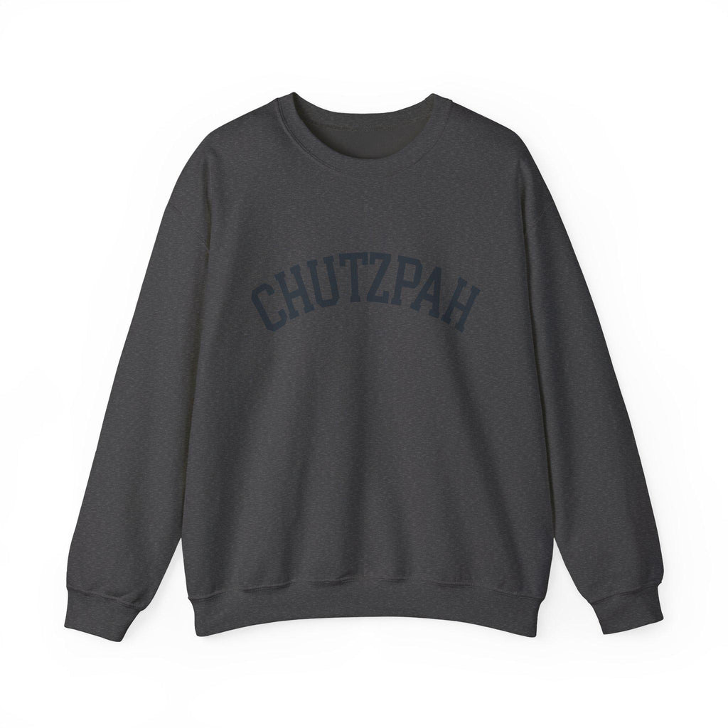 Chutzpah Sweatshirt White Crewneck, Yiddish Collegiate Lettering Jewish Pullover Gift