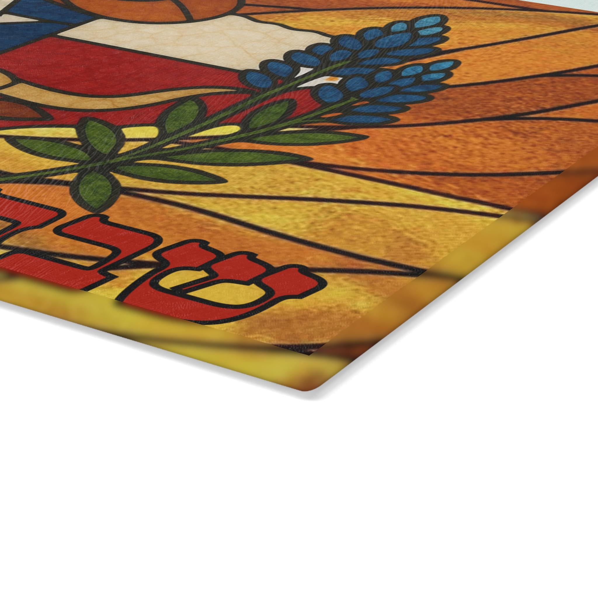 Texas Stained Glass Challah Board, Lone Star Shabbat Tray, Jewish Wedding Gift