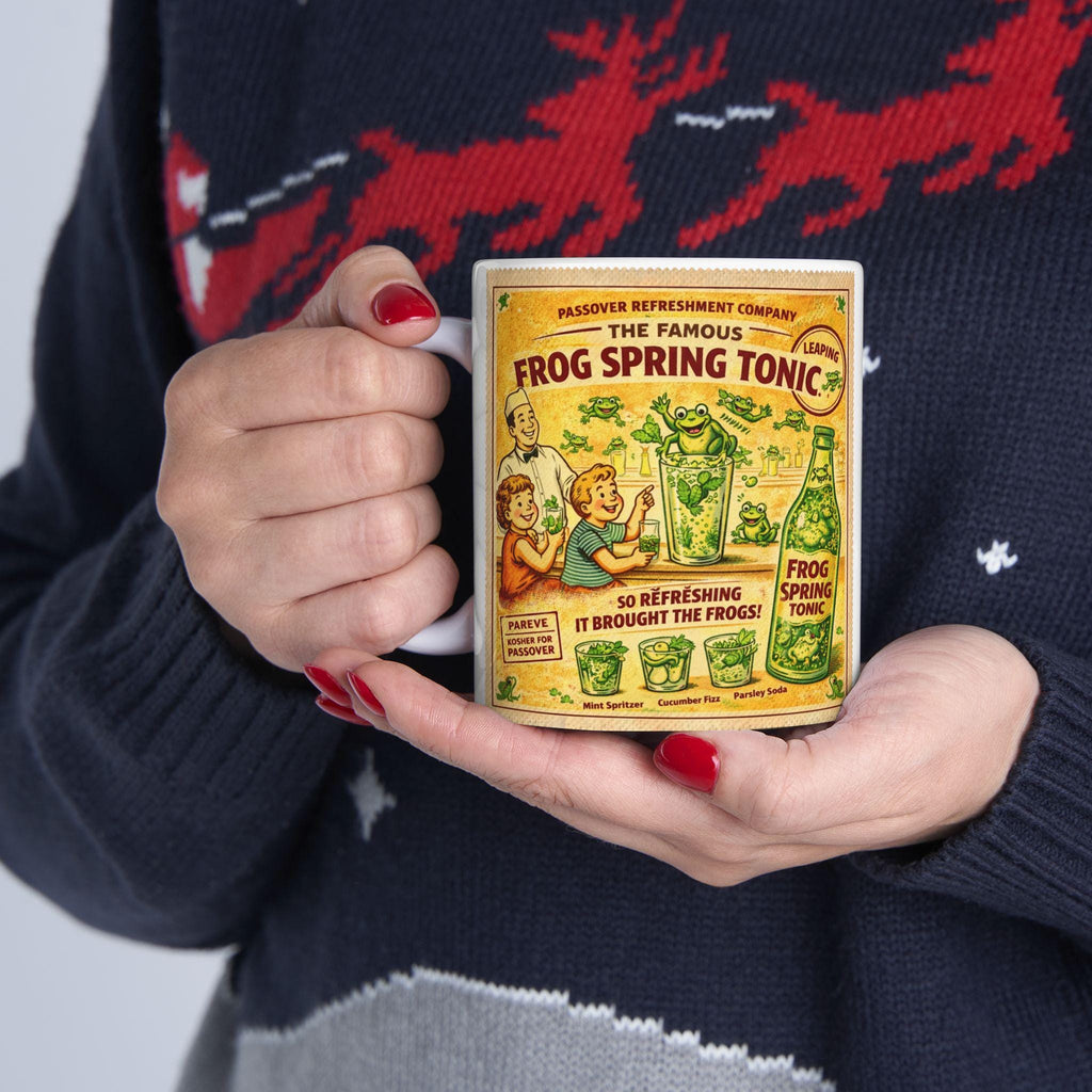 Vintage Frog Spring Tonic Passover Mug, Funny Pesach Coffee Cup