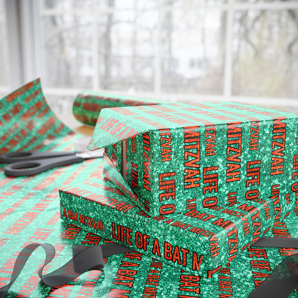 Bat Mitzvah Wrapping Paper, Modern Jewish Gift Wrap, Joyful Simcha Present Wrap
