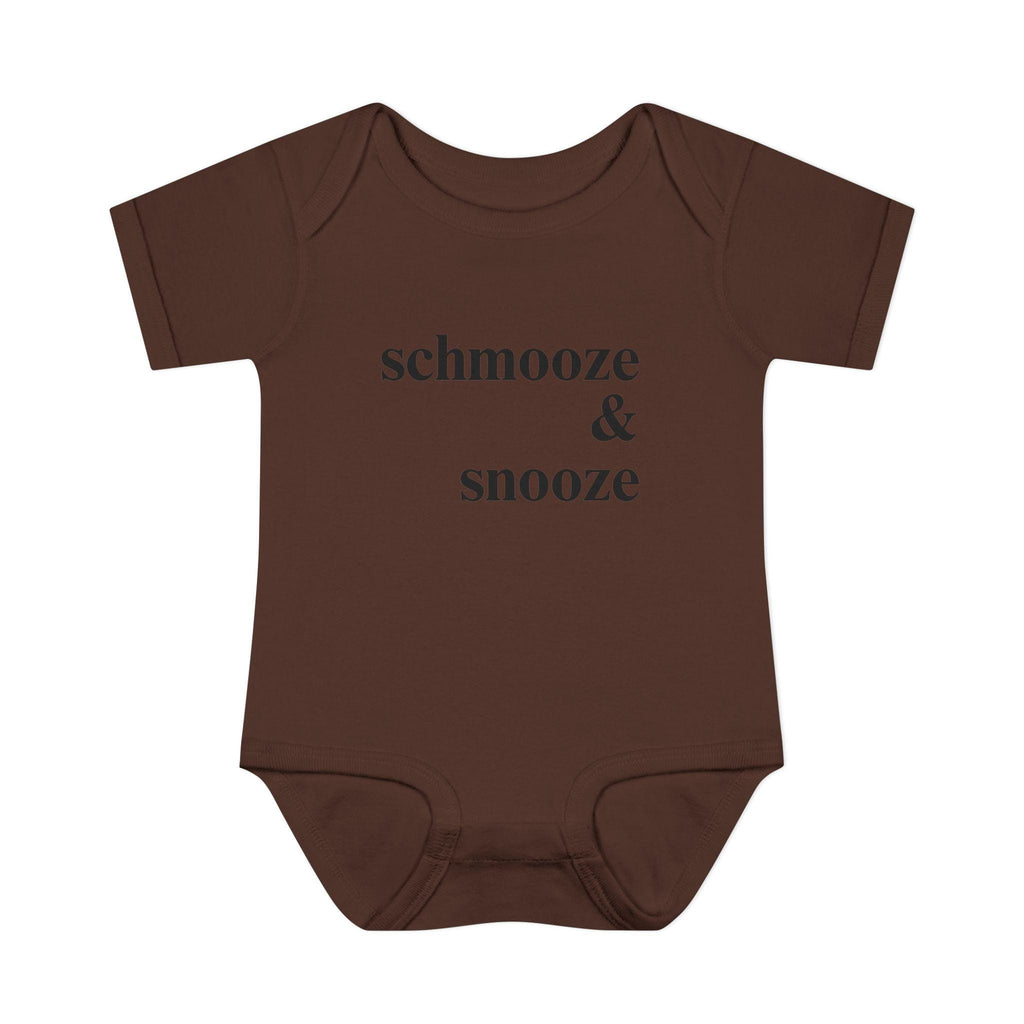 schmooze & snooze Infant Bodysuit | Minimal Script Baby Onesie