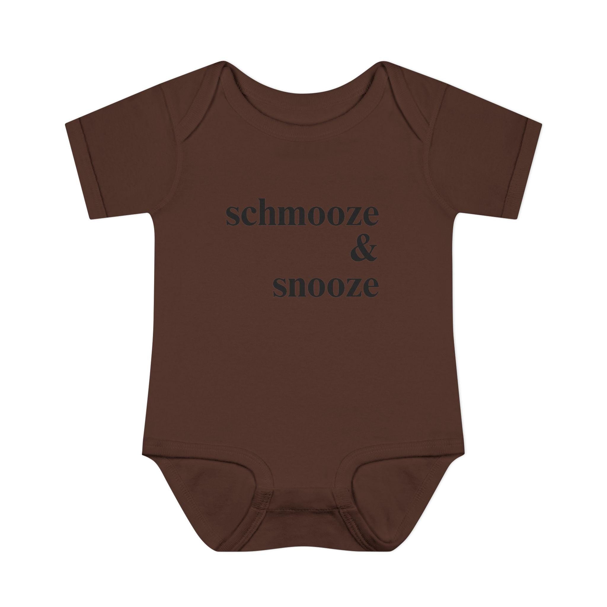 schmooze & snooze Infant Bodysuit | Minimal Script Baby Onesie