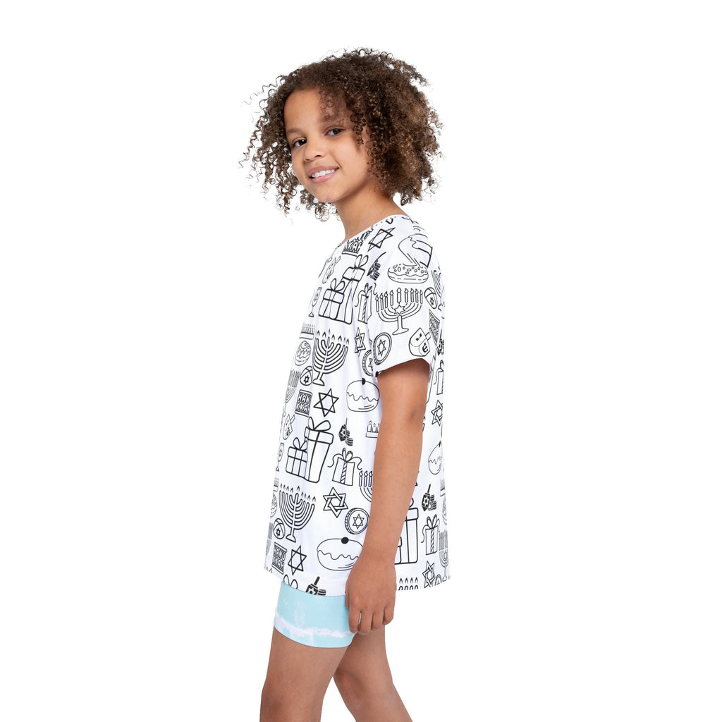 Color Your Own Hanukkah Pajama Pants, Kids Menorah Dreidel Lounge Pants