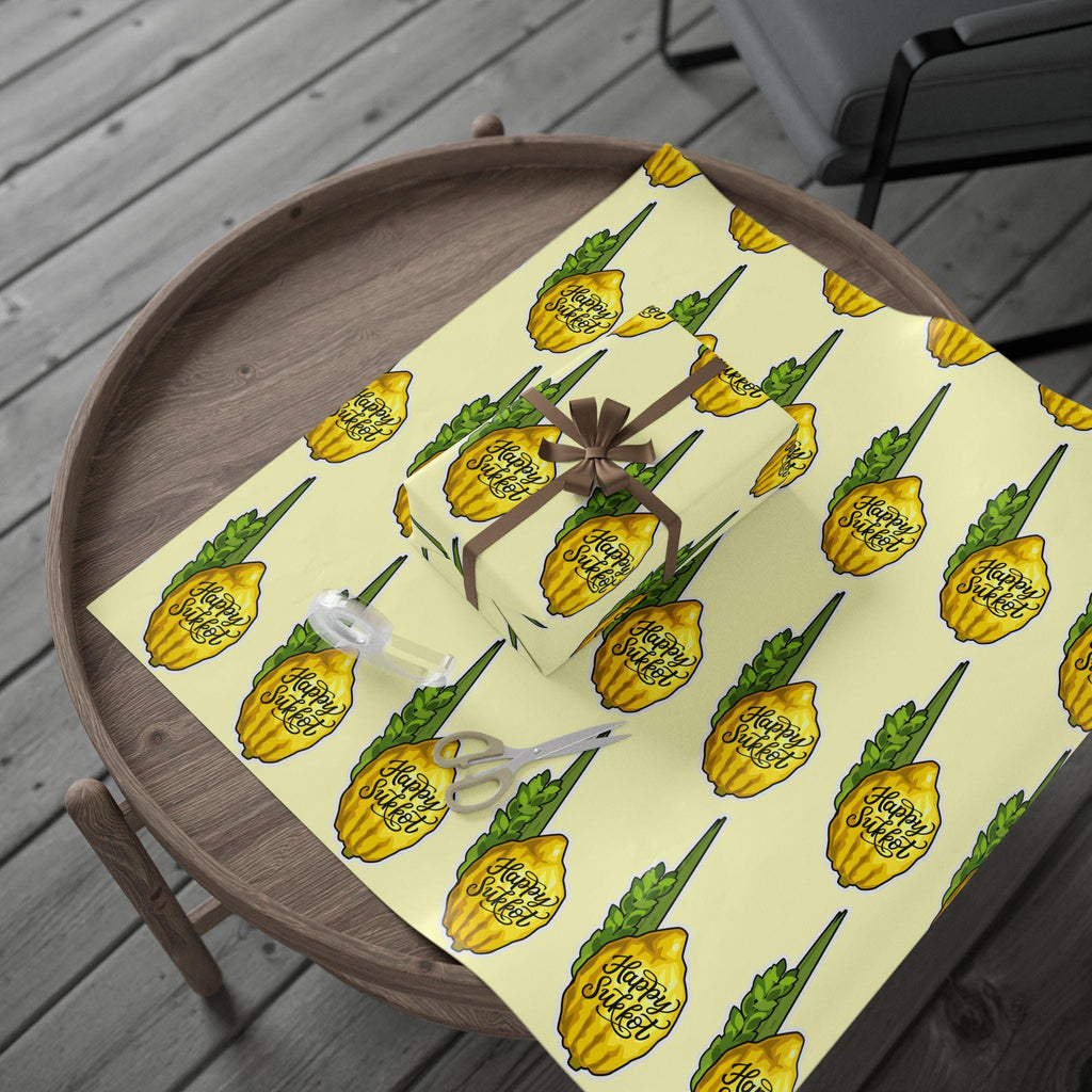 Etrog and Lulav Sukkot Wrapping Paper, Jewish Holiday Wrap