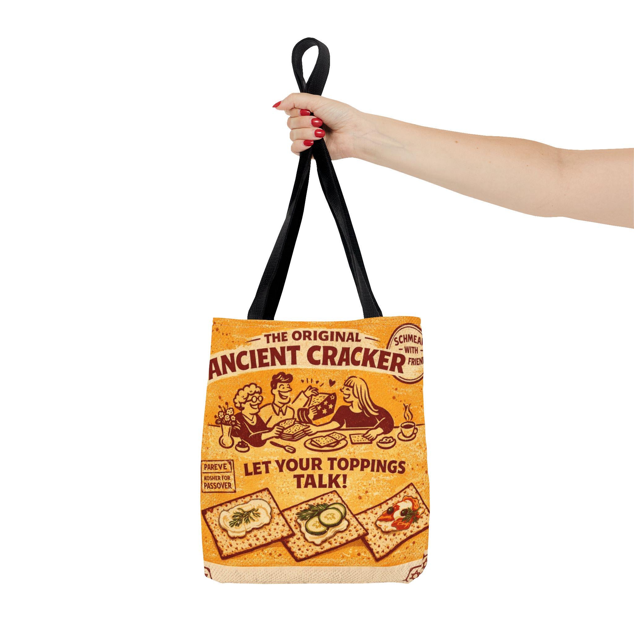 Vintage Style Matzah Tote Bag, Retro Cracker Market Grocery Bag