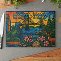 Michigan Stained Glass Challah Board, Mackinac Bridge Judaica Tray, 11x15 Shabbat Gift