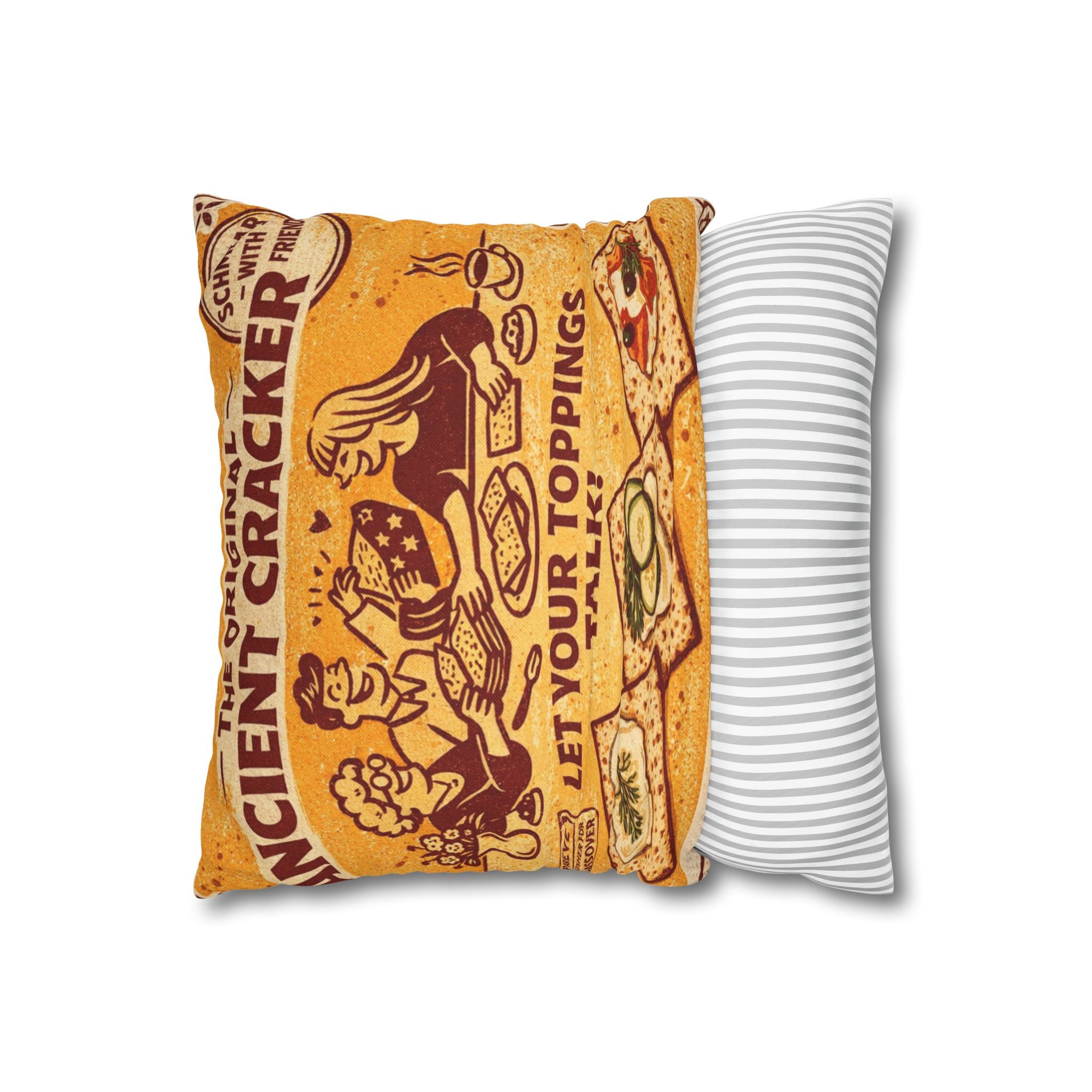 Passover Matzah Decorative Pillow Cover, Vintage Jewish Kitchen Art Cushion Case, Seder Hostess Gift, Holiday Home Decor