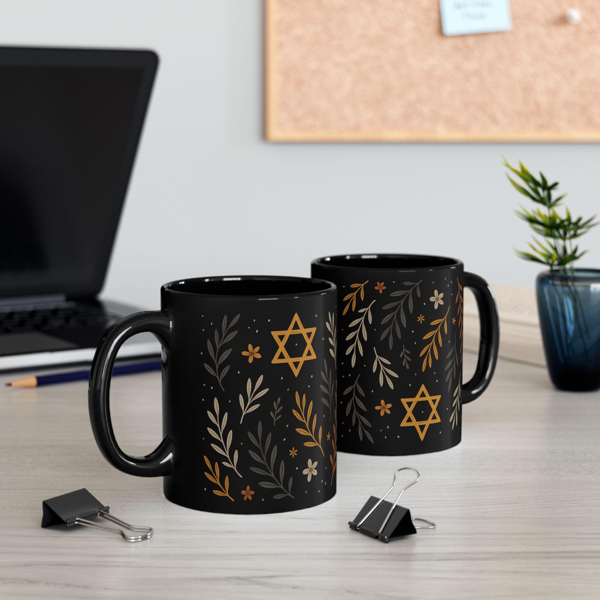 Jewish Floral Mug, Hanukkah Gift, Judaica Coffee Cup