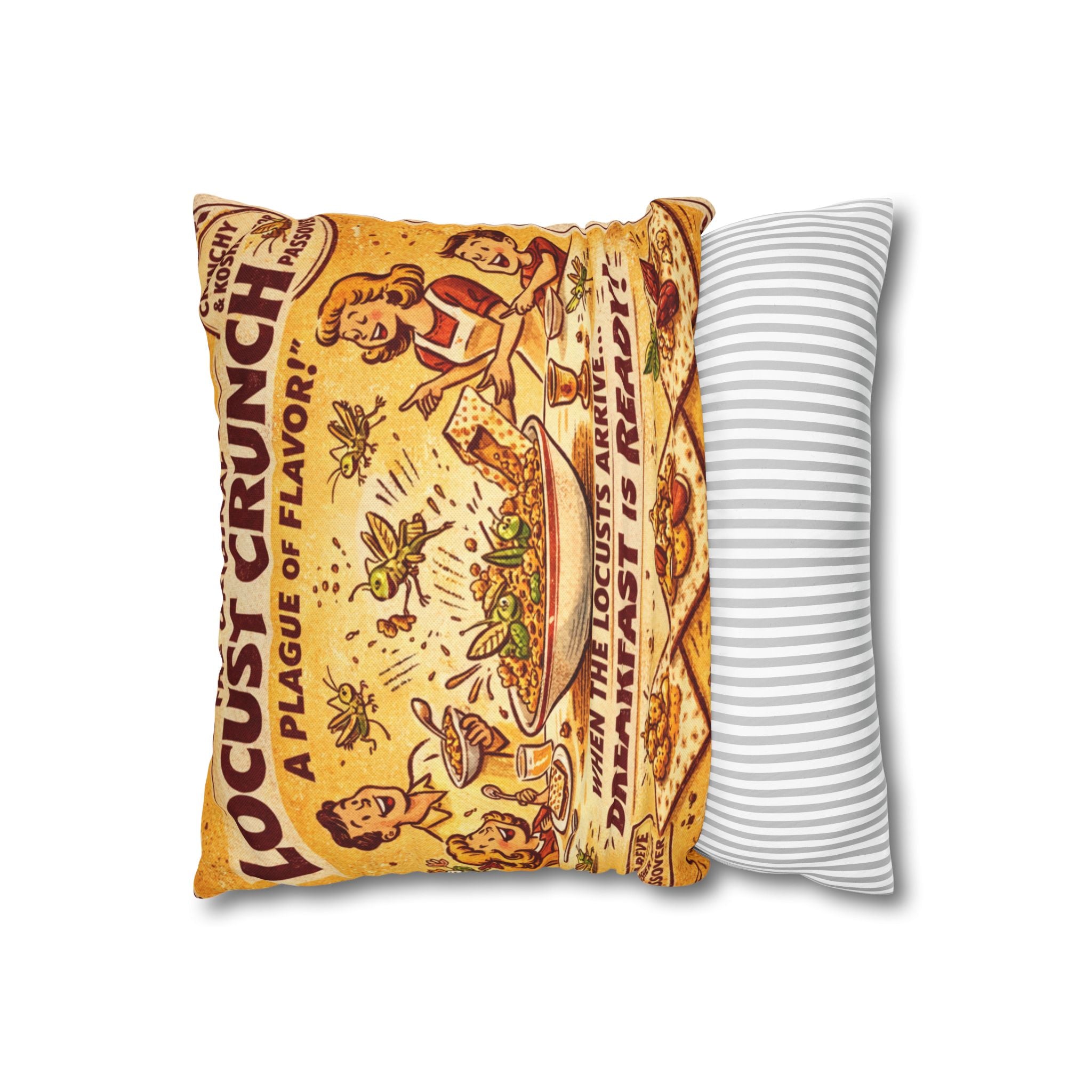 Passover Matzah plague locust Decorative Pillow Cover, Vintage Jewish Kitchen Art Cushion Case, Seder Hostess Gift, Holiday Home Decor
