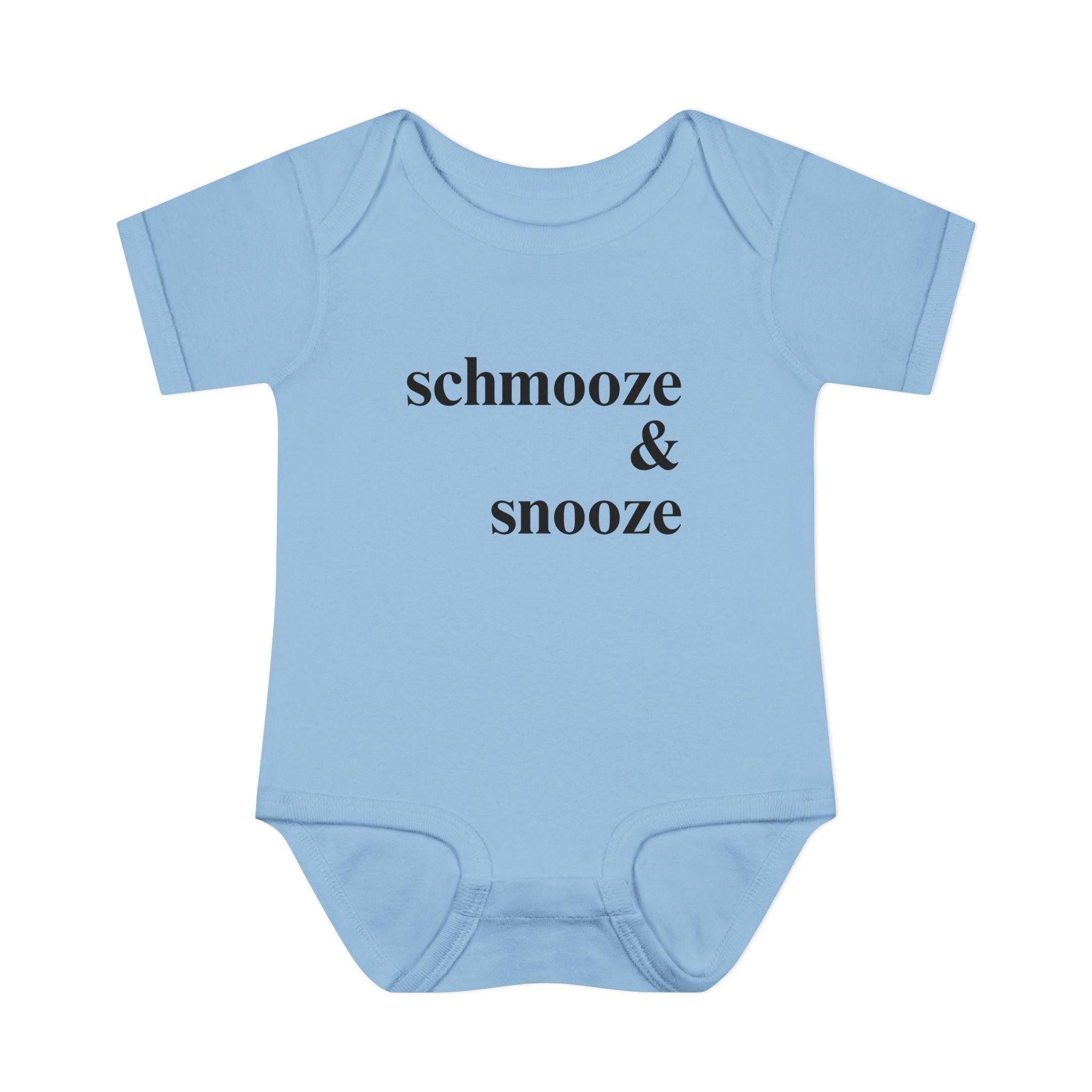 schmooze & snooze Infant Bodysuit | Minimal Script Baby Onesie