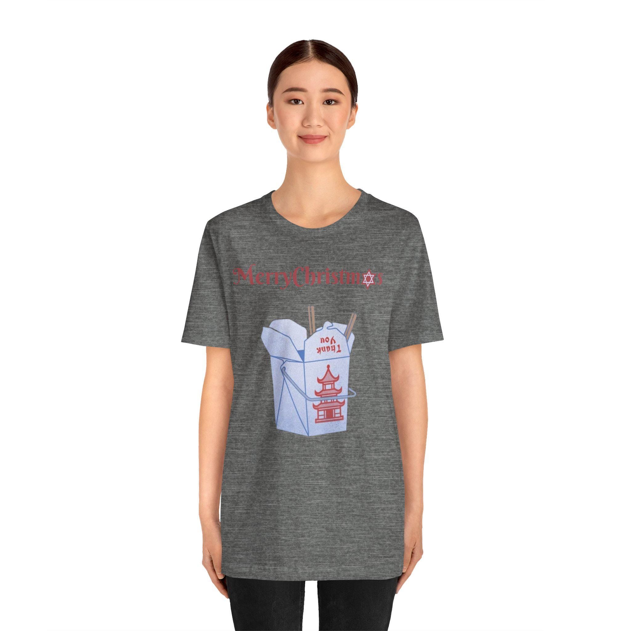 Merry Christmas Chinese Takeout Graphic Tee, Funny Holiday Foodie Shirt