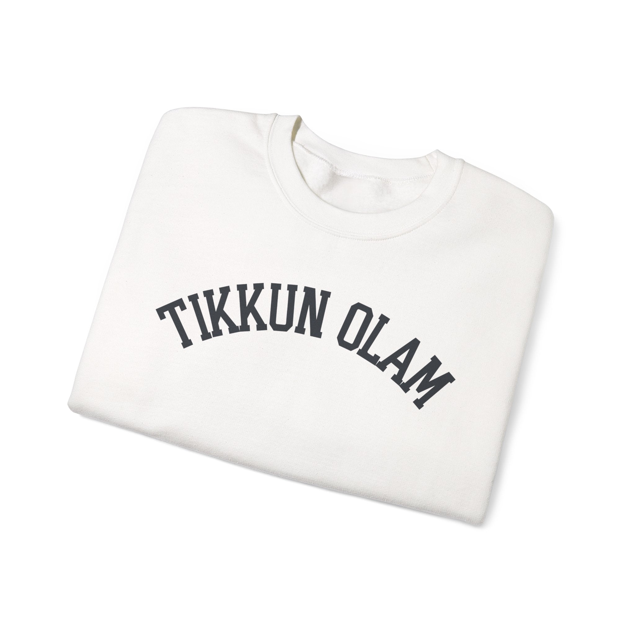 Tikkun Olam Sweatshirt Hebrew Crewneck, Jewish Social Justice Embroidered Pullover Gift
