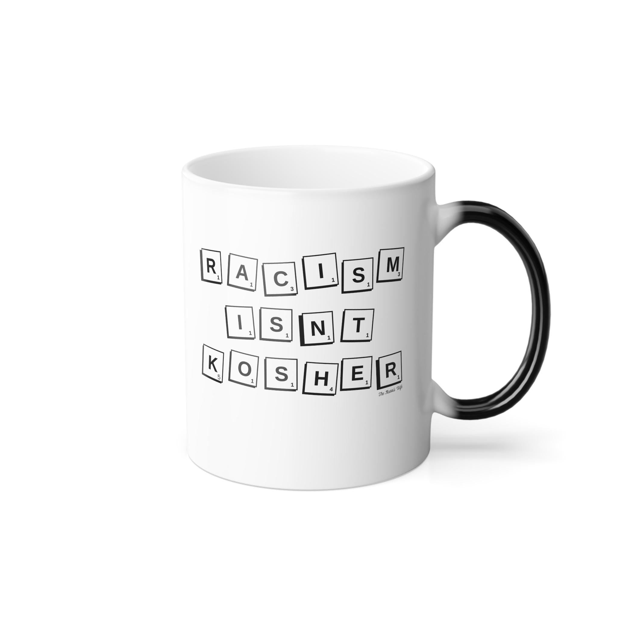 Racism Isn't Kosher Color Changing Mug, Modern Judaica Hanukkah Gift