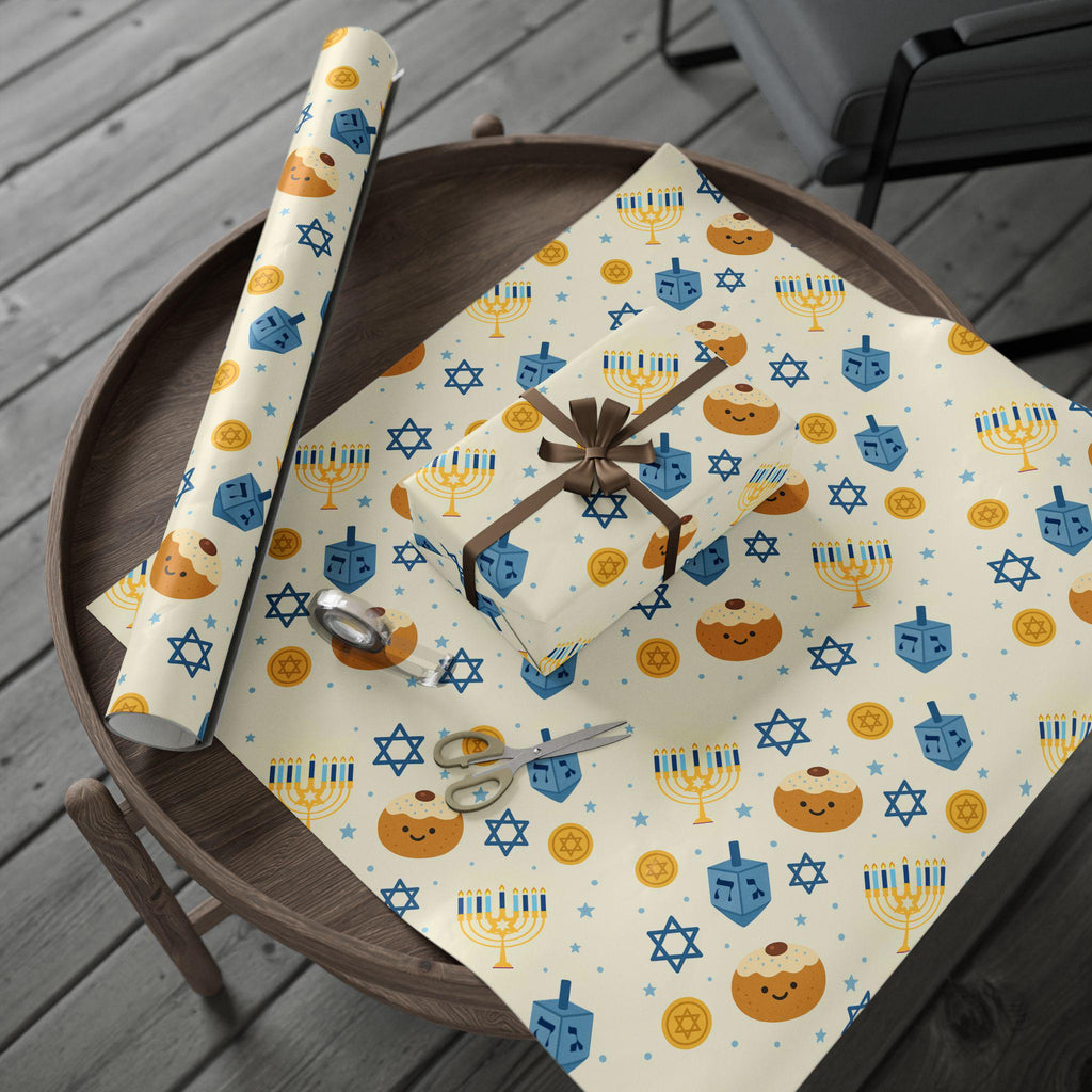 Hanukkah Wrapping Paper, Modern Judaica Gift Wrap, Eco Friendly
