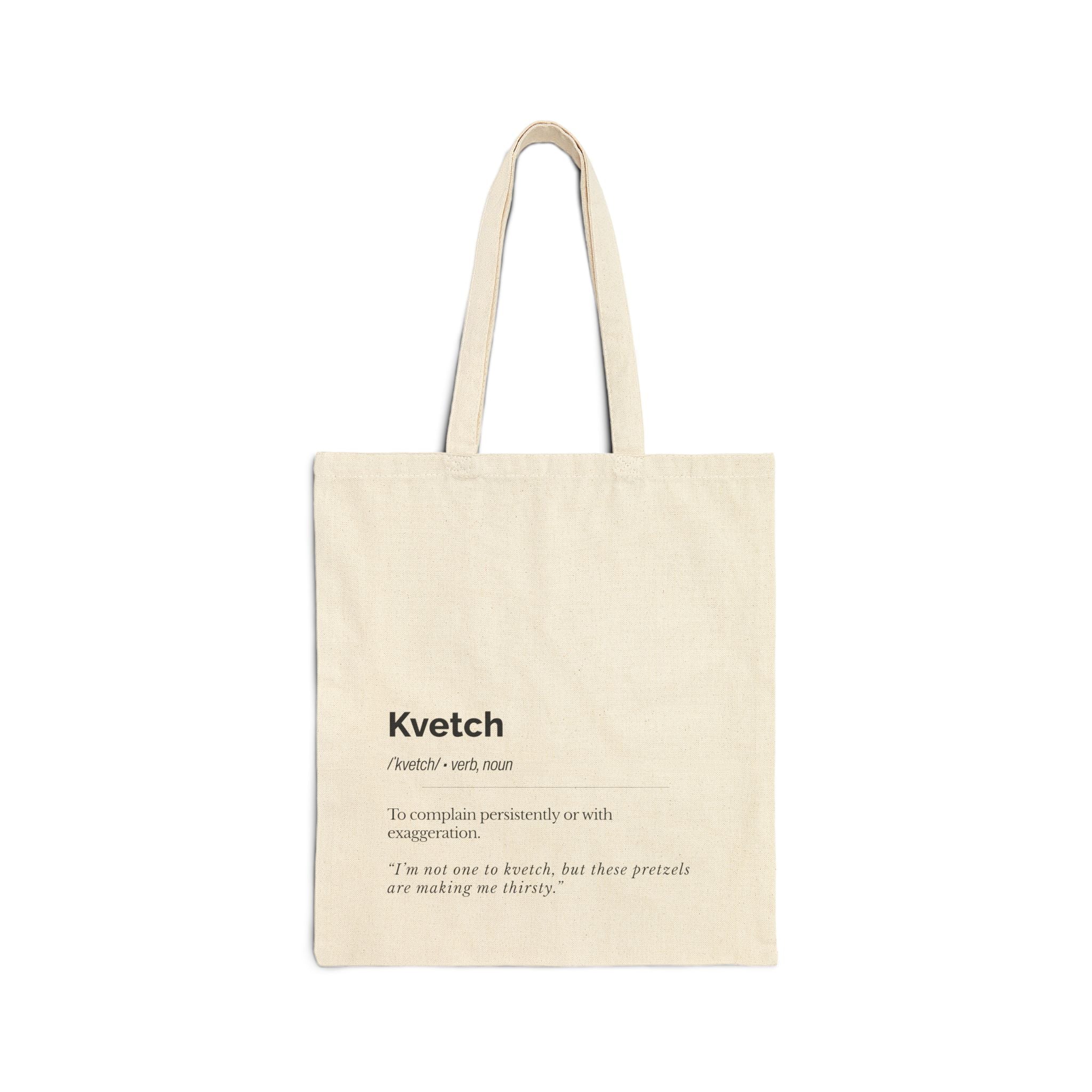 Kvetch Definition Tote Bag Yiddish Canvas Market Bag, Jewish Humor Gift for Teacher Student, Eco Friendly Everyday Carry