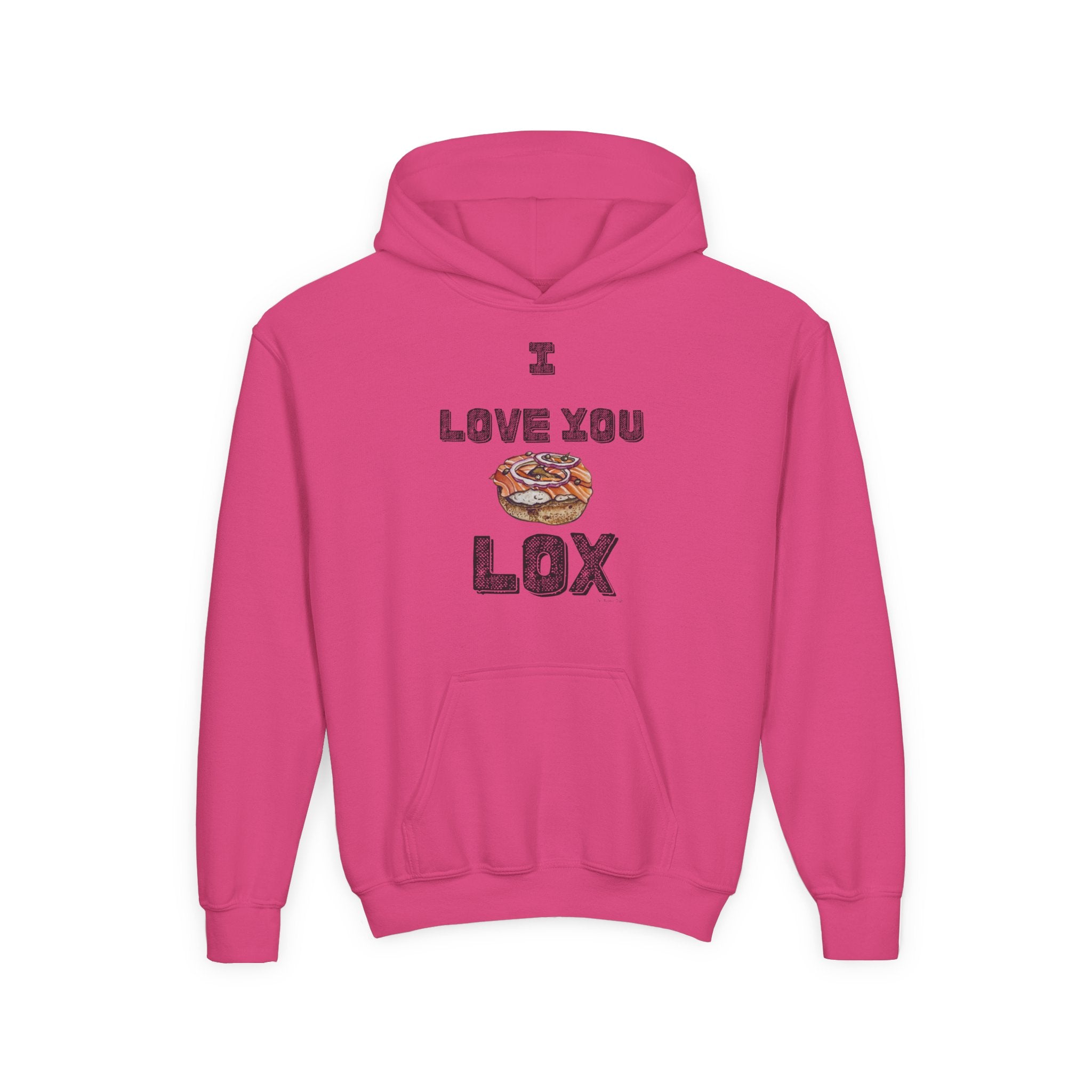 I Love You Lox Youth Hoodie Funny Jewish Food Sweatshirt, Hanukkah Gift for Kids and Bagel Lovers