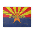Arizona Challah Board | vintage wood look Shabbat Shalom Judaica | Arizona Jewish Gift | Glass Challah Plate with State Flag