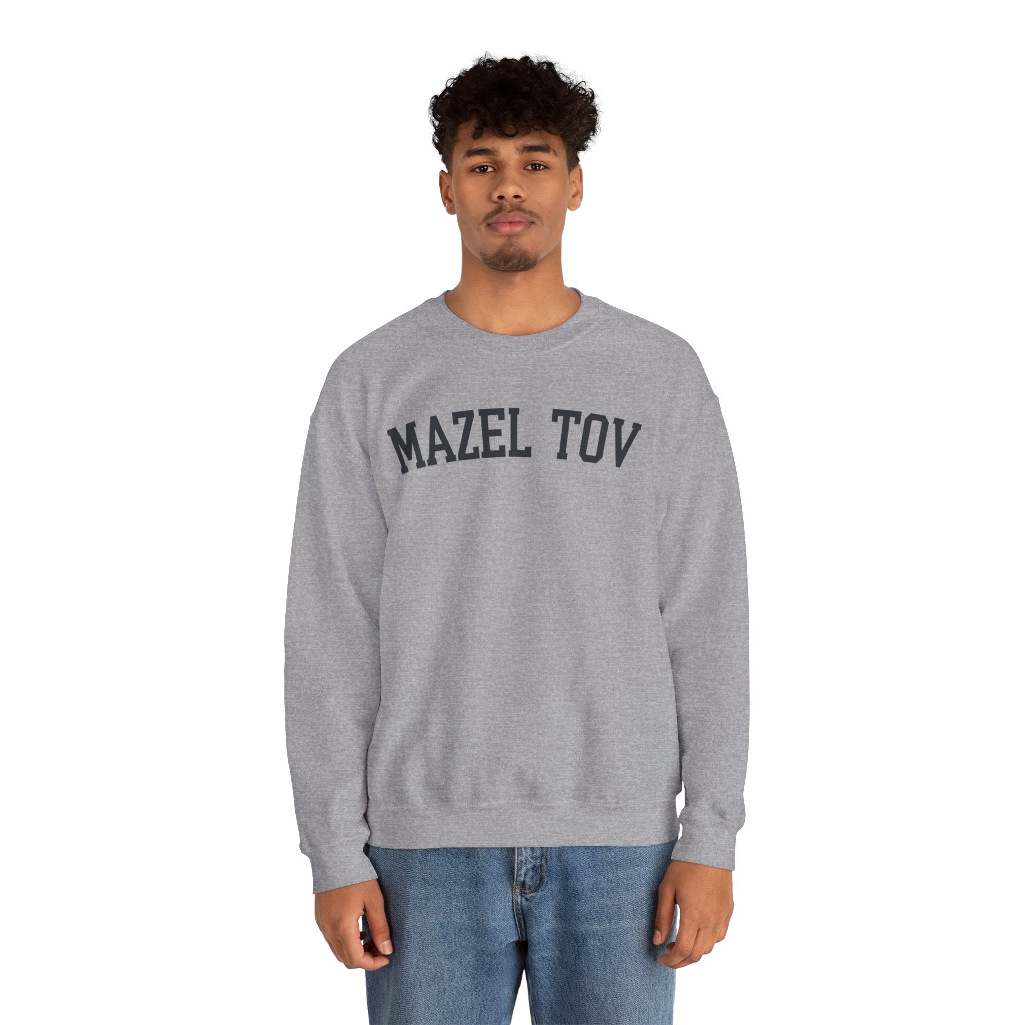 Mazel Tov Sweatshirt Jewish Celebration Crewneck, Embroidered Typography Judaica Gift