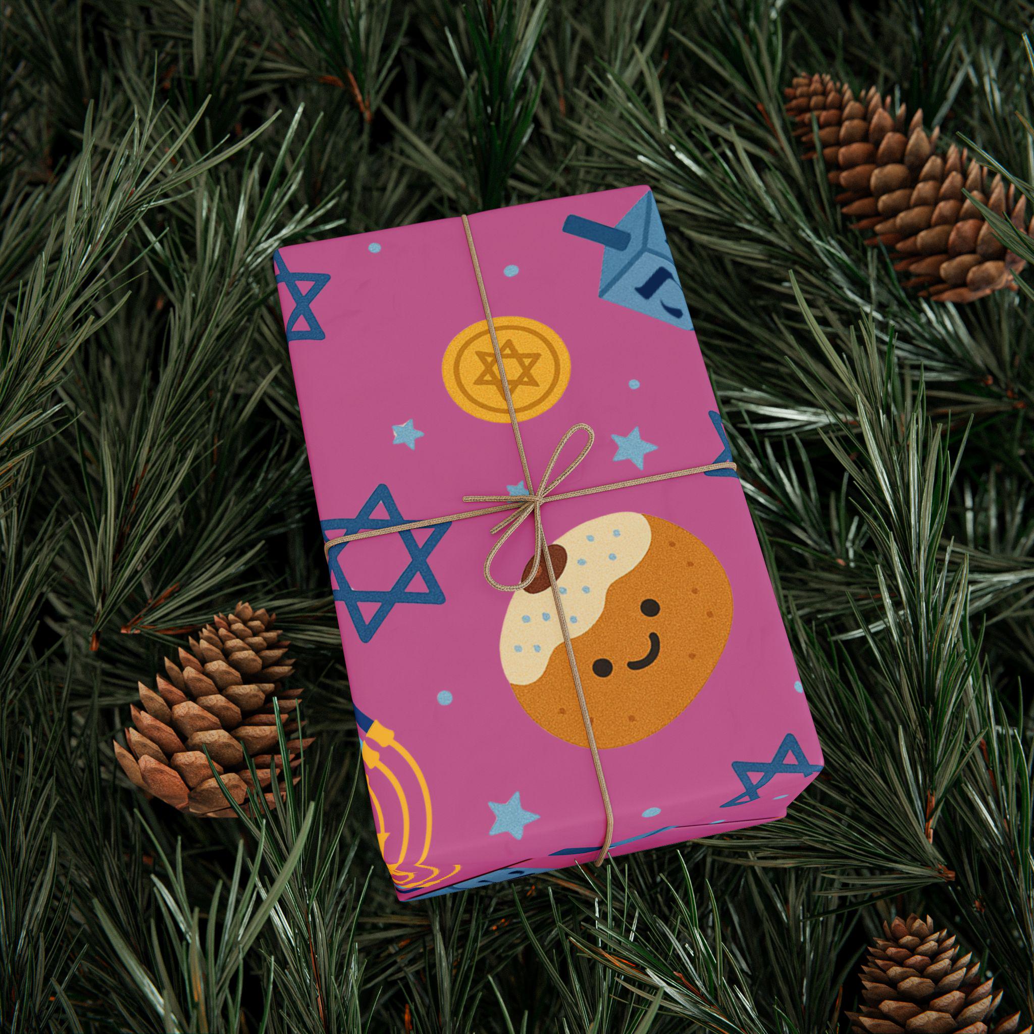 Hanukkah Wrapping Paper, Modern Jewish Wrap, Fine Art Paper