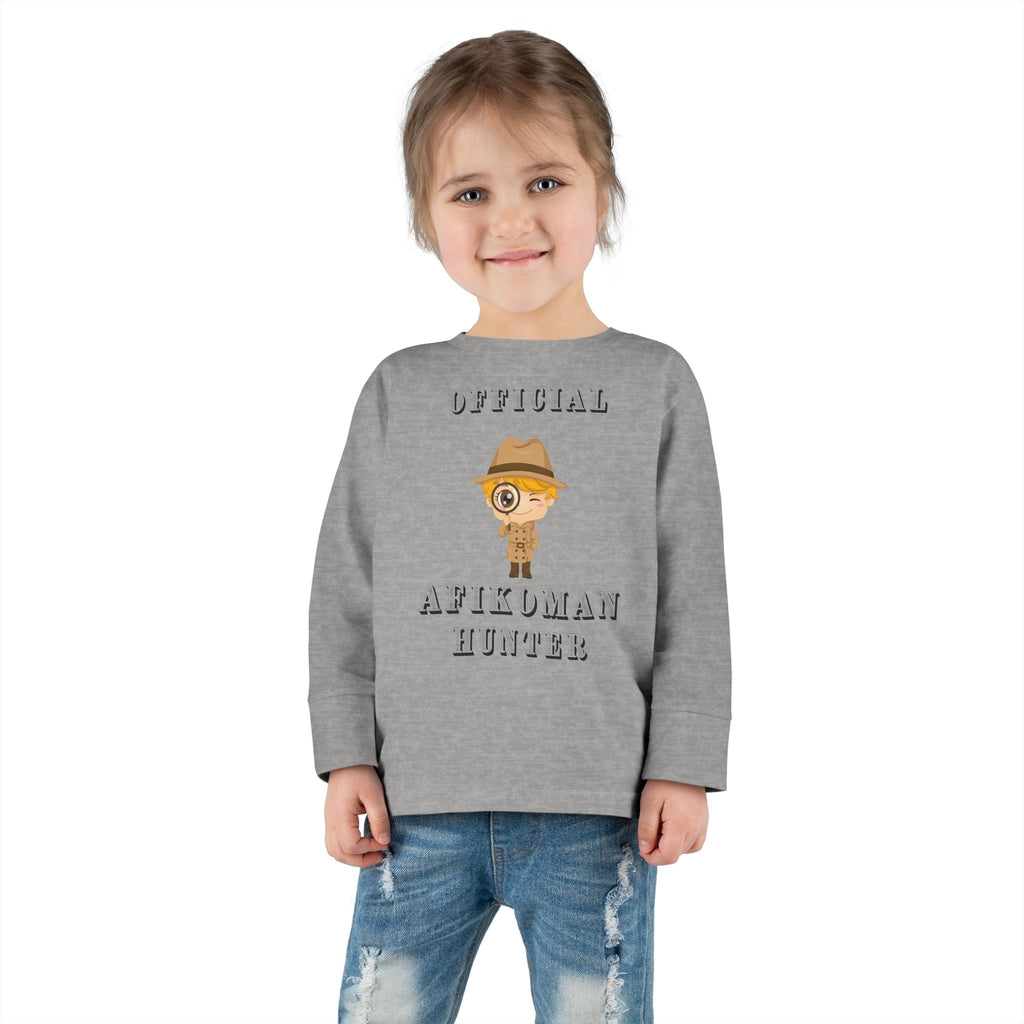 Afikomen Hunter Toddler Long Sleeve Tee, Passover Kids Shirt, Pesach Toddler Outfit, Jewish Holiday Gift girl