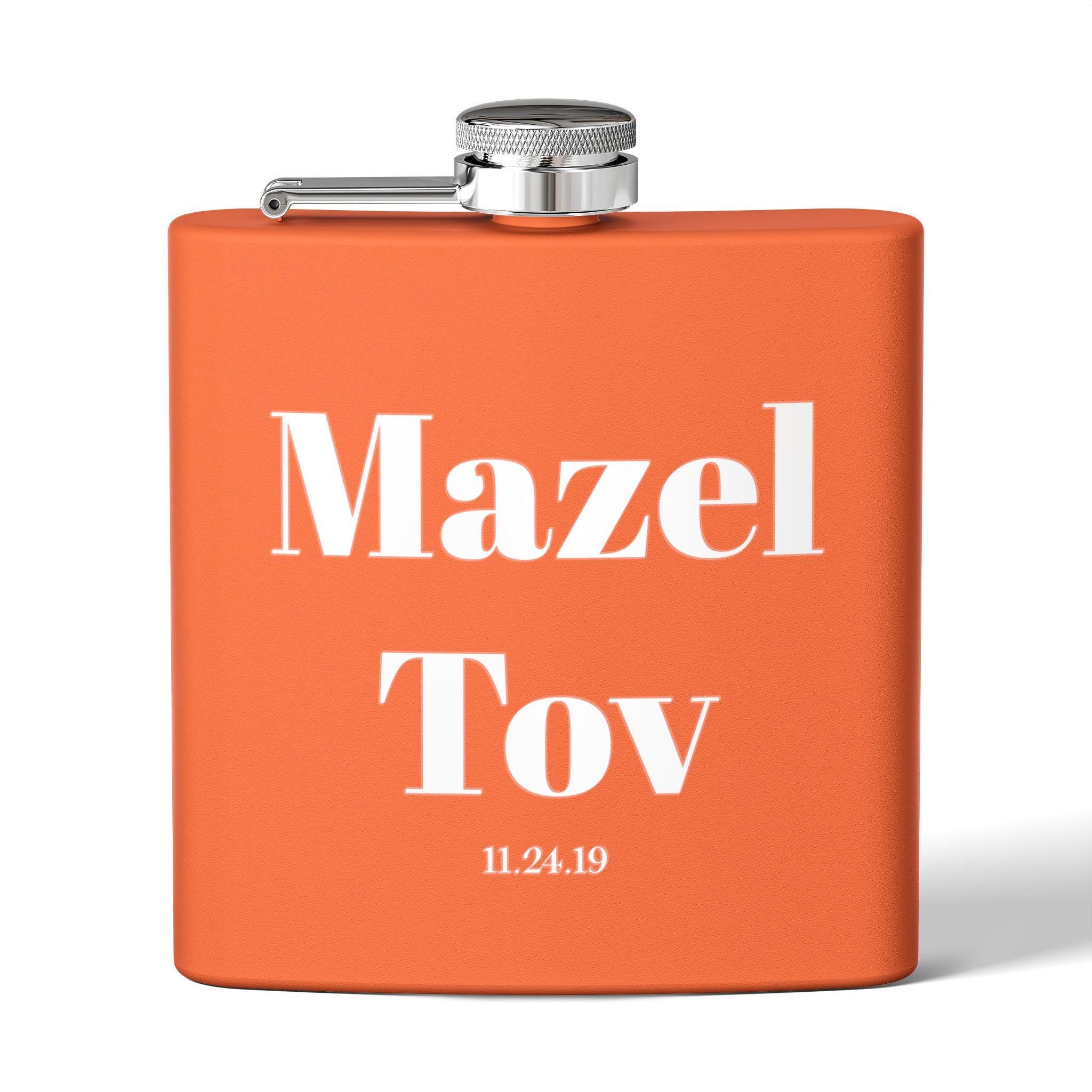 Mazel Tov Flask | Personalized Stainless Steel Jewish Wedding Gift