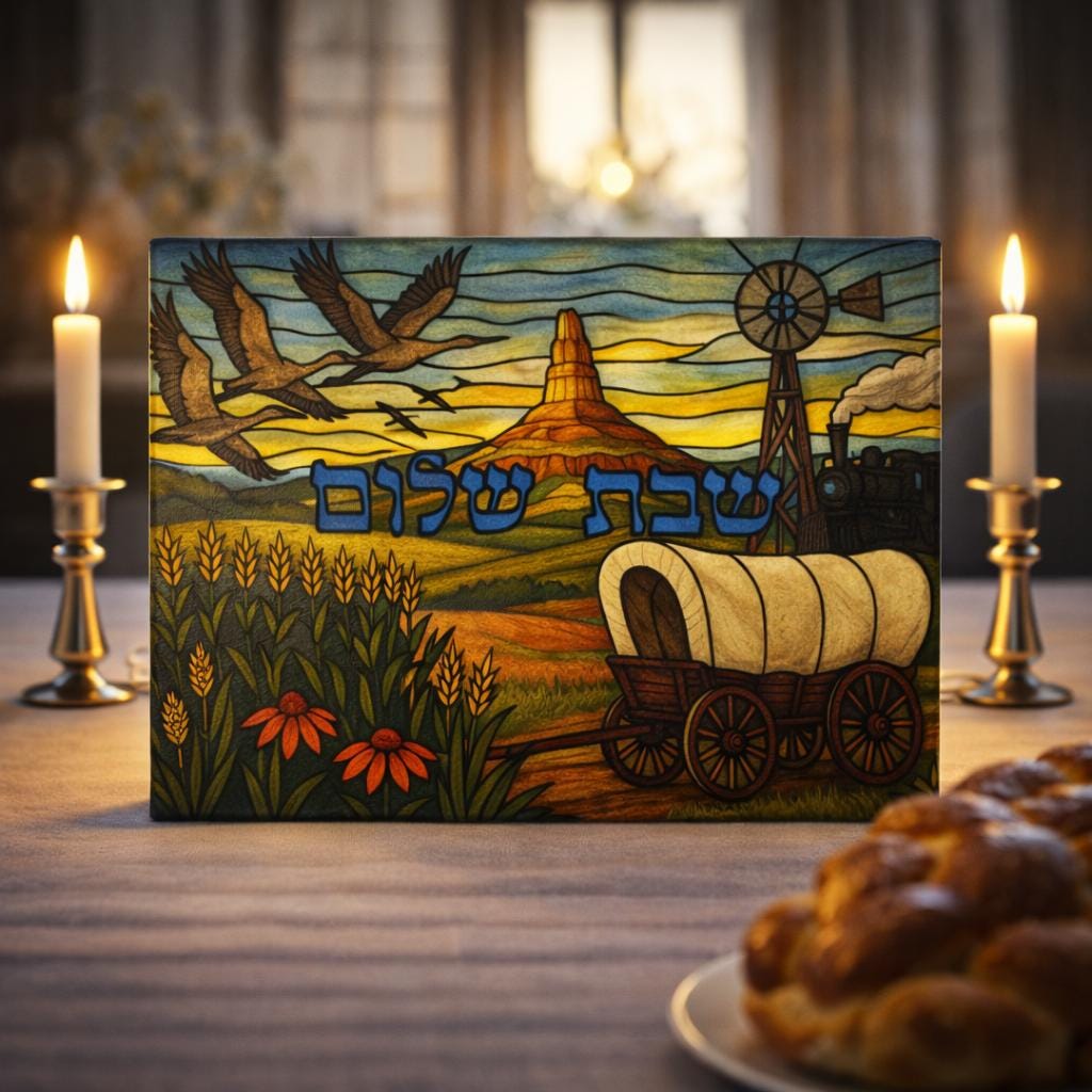 Nebraska Stained Glass Challah Board, State Capitol Shabbat Tray, Midwest Wedding Gift