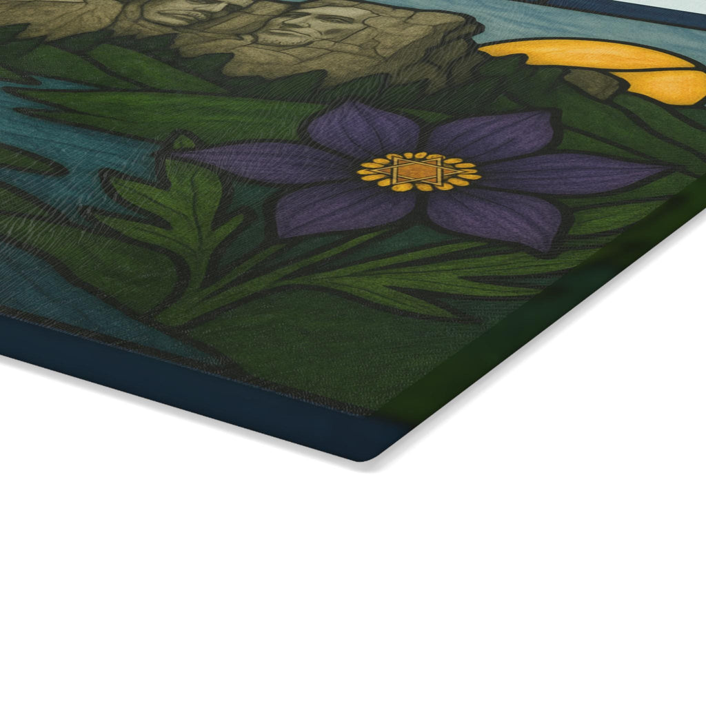 South Dakota Mount Rushmore Challah Board, Tempered Glass Shabbat Tray