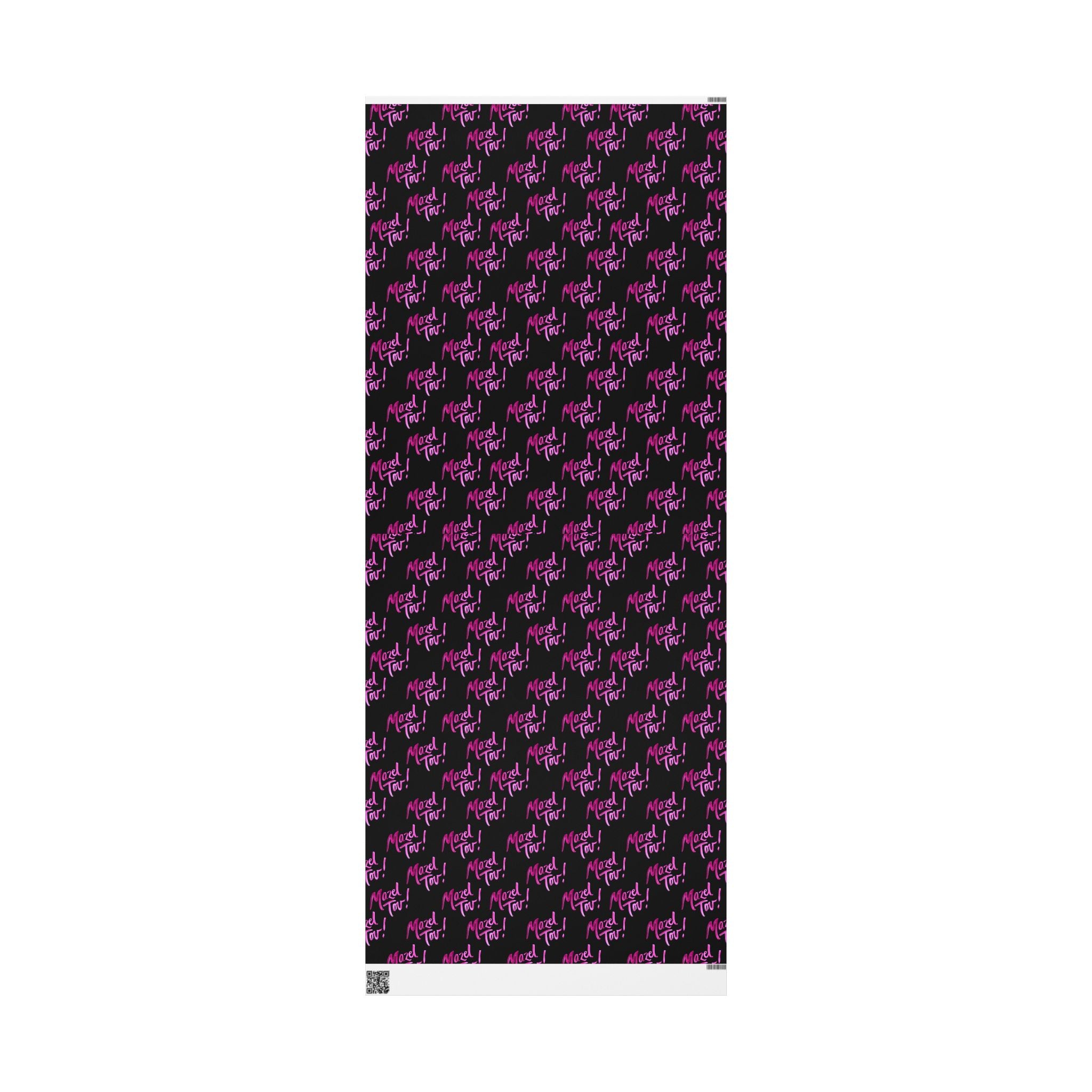 Black and Pink Mazel Tov Wrapping Paper Roll, Jewish Gift Wrap for Bat Mitzvah Baby Girl Naming Wedding, Modern Simcha Present Wrap