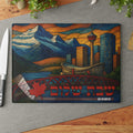 Calgary Hockey Challah Board Stained Glass Shabbat Tray, 15x11 Jewish Sports Wedding Gift