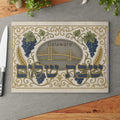 Delaware Challah Plate, Tempered Glass Shabbat Board, Grapes Wheat Bridge Design