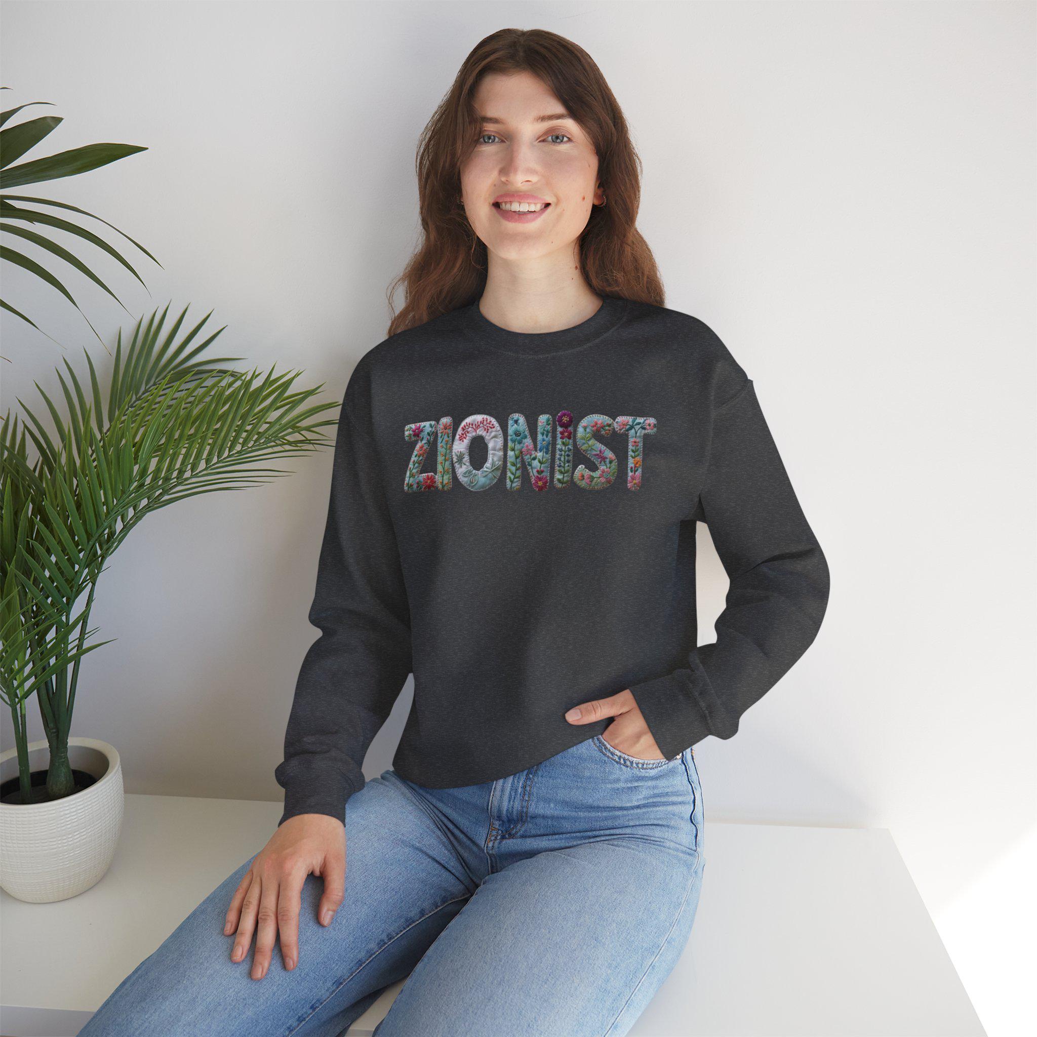 Floral Zionist Crewneck Sweatshirt, Jewish Pride Apparel