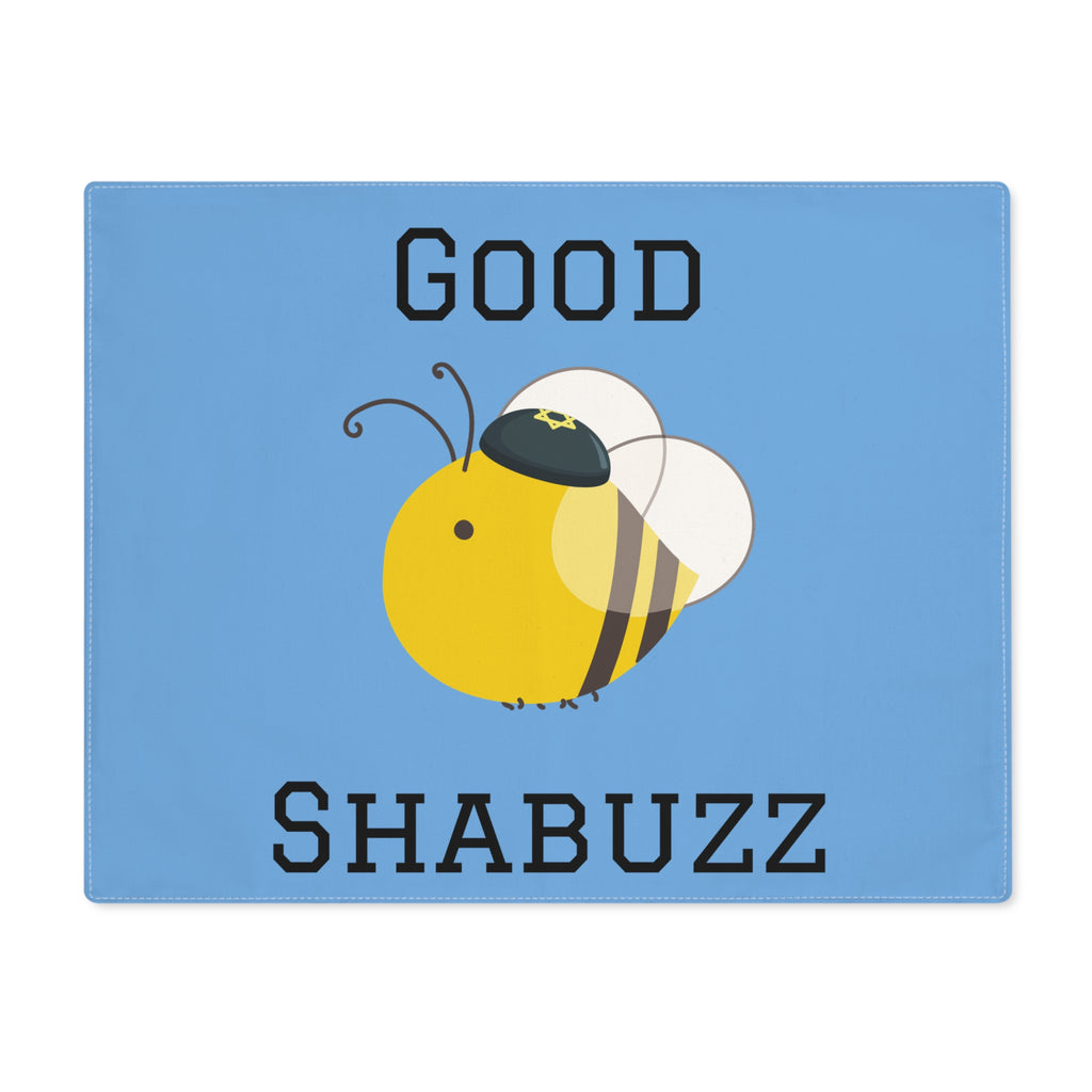 Good Shabuzz Challah Cover | Cartoon Bee Shabbat Decor | Hebrew Shabbat Shalom | Fun Judaica Fabric Cover