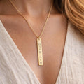 Custom Vertical Hebrew Name Bar Necklace, Personalized Jewish Stainless Steel Jewelry
