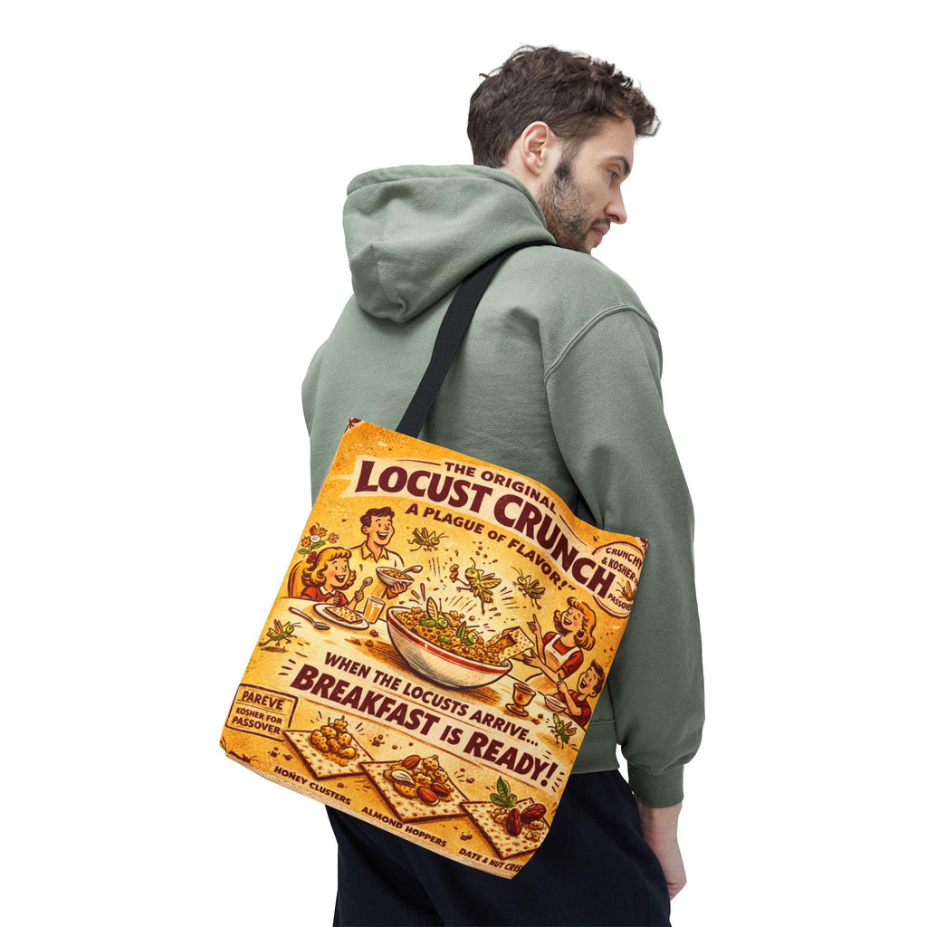 Passover Locust Crunch Vintage Ad Tote Bag, Retro Pesach Matzah Market Bag