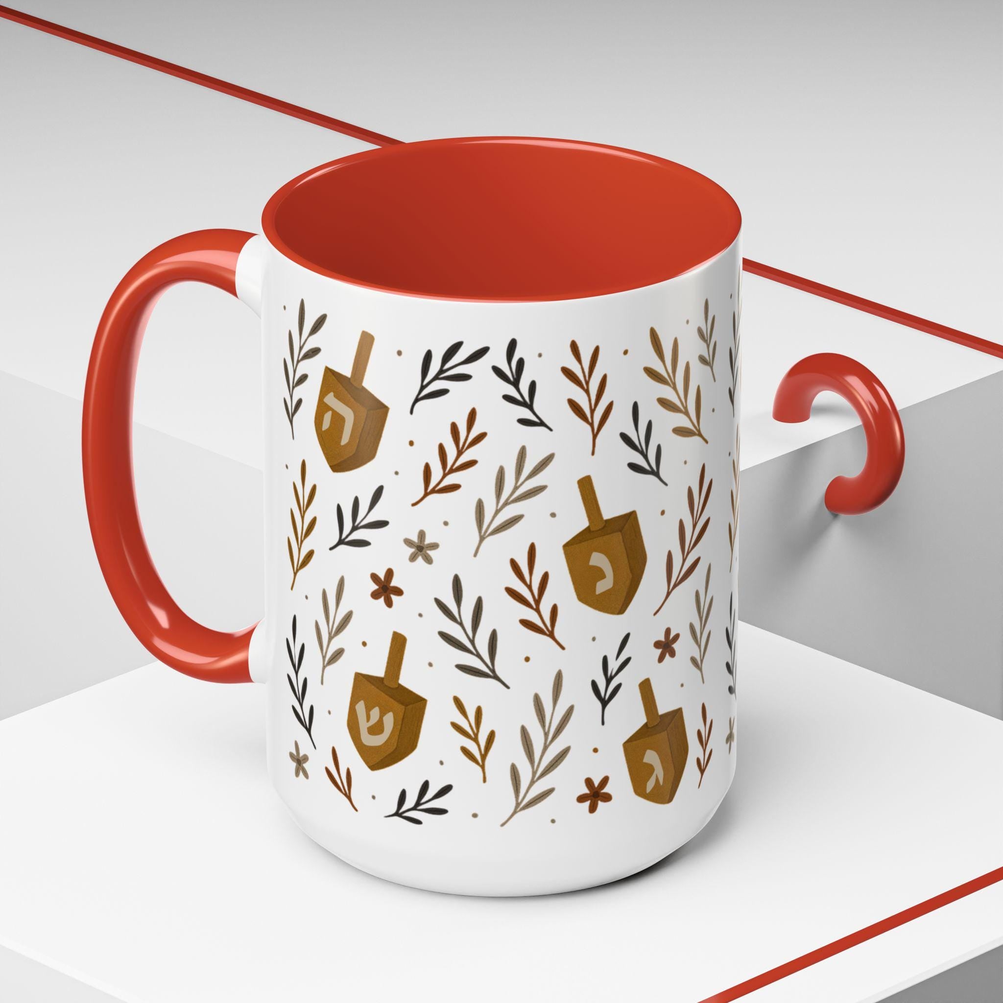 Hanukkah Coffee Mug, Festive Dreidel Design, Jewish Holiday