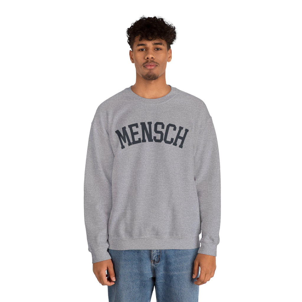 Mensch Sweatshirt Yiddish Collegiate Crewneck, Jewish Kindness Pullover Gift
