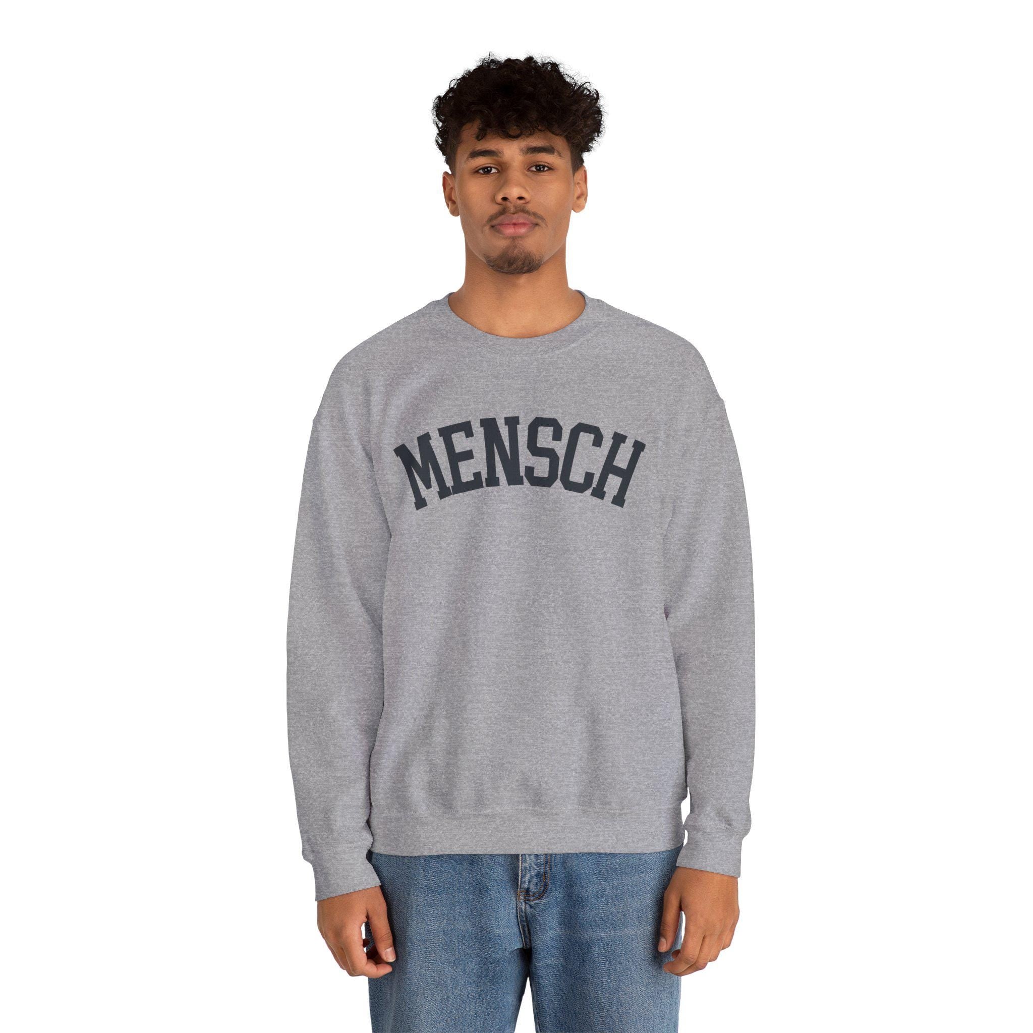 Mensch Sweatshirt Yiddish Collegiate Crewneck, Jewish Kindness Pullover Gift