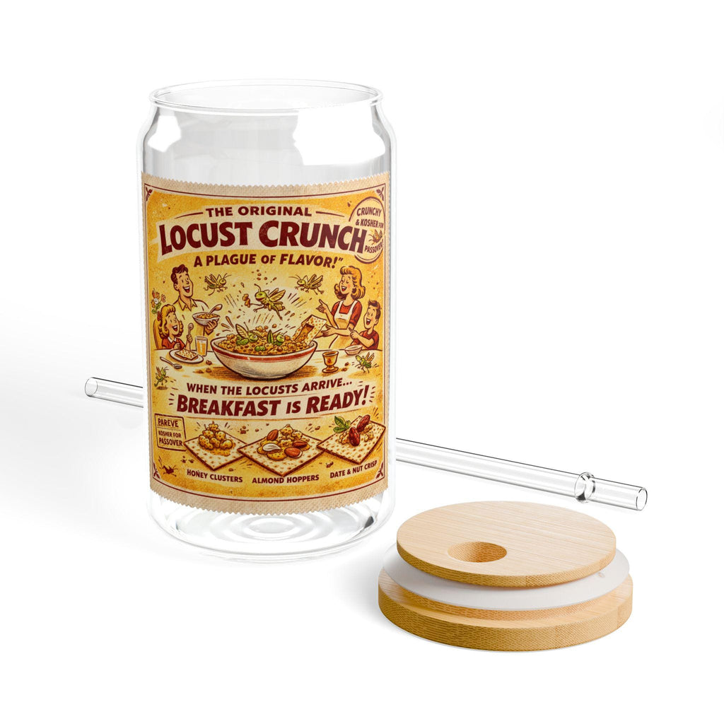Passover Matzah Sipper Glass, Vintage Ad Drinkware, Bamboo Lid Straw Cup