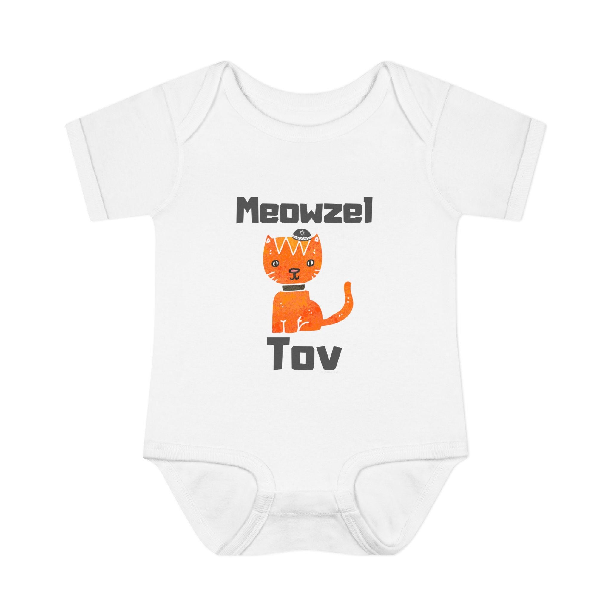 Meowzel Tov Cat Baby One Piece, Jewish Gift